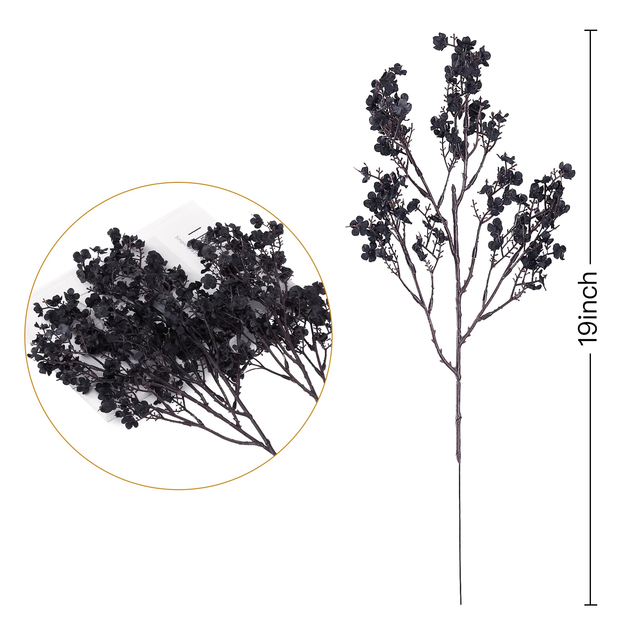 19 inch tall artificial black flowers