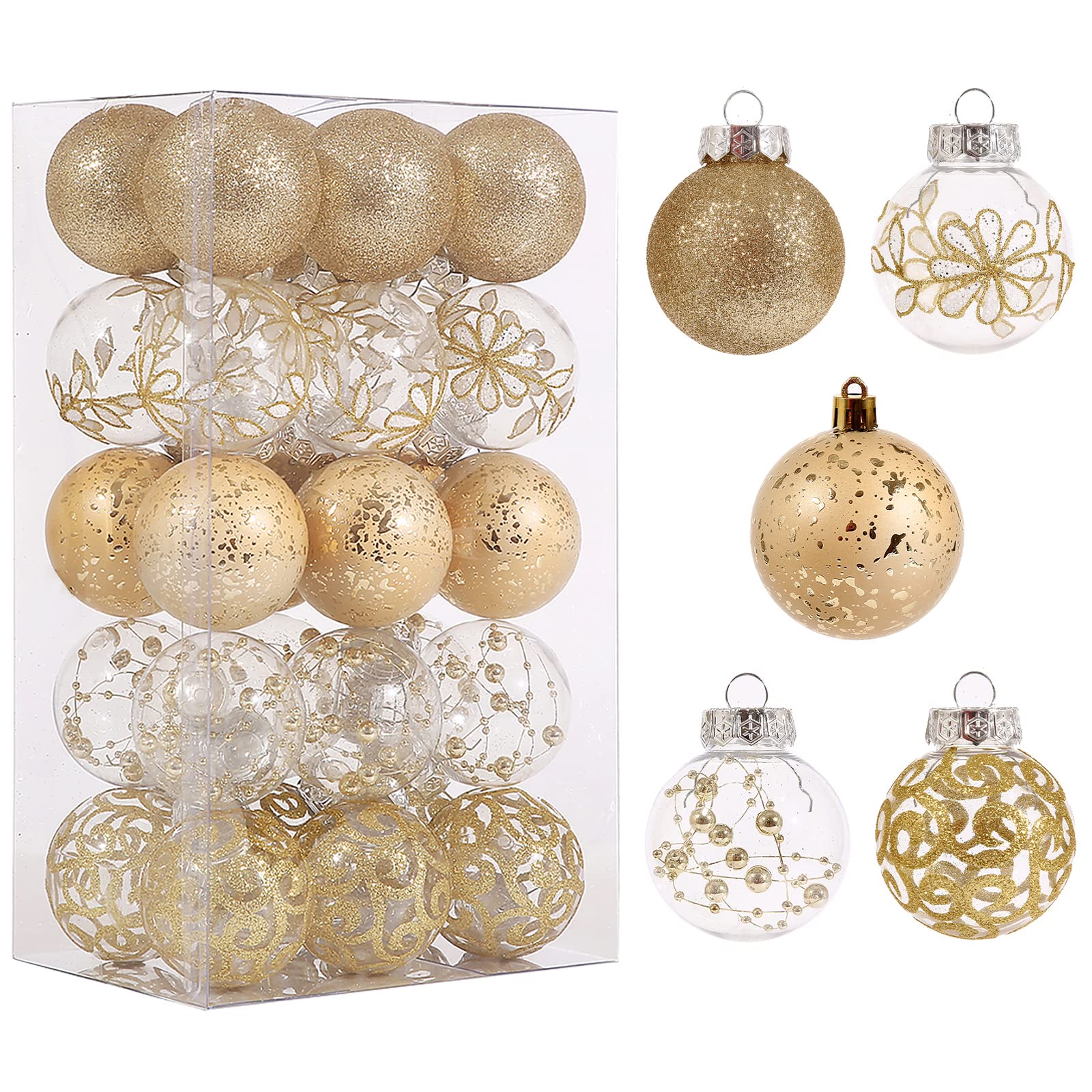 30ct 60mm/2.36inch Champagne Gold Christmas Ornaments Set