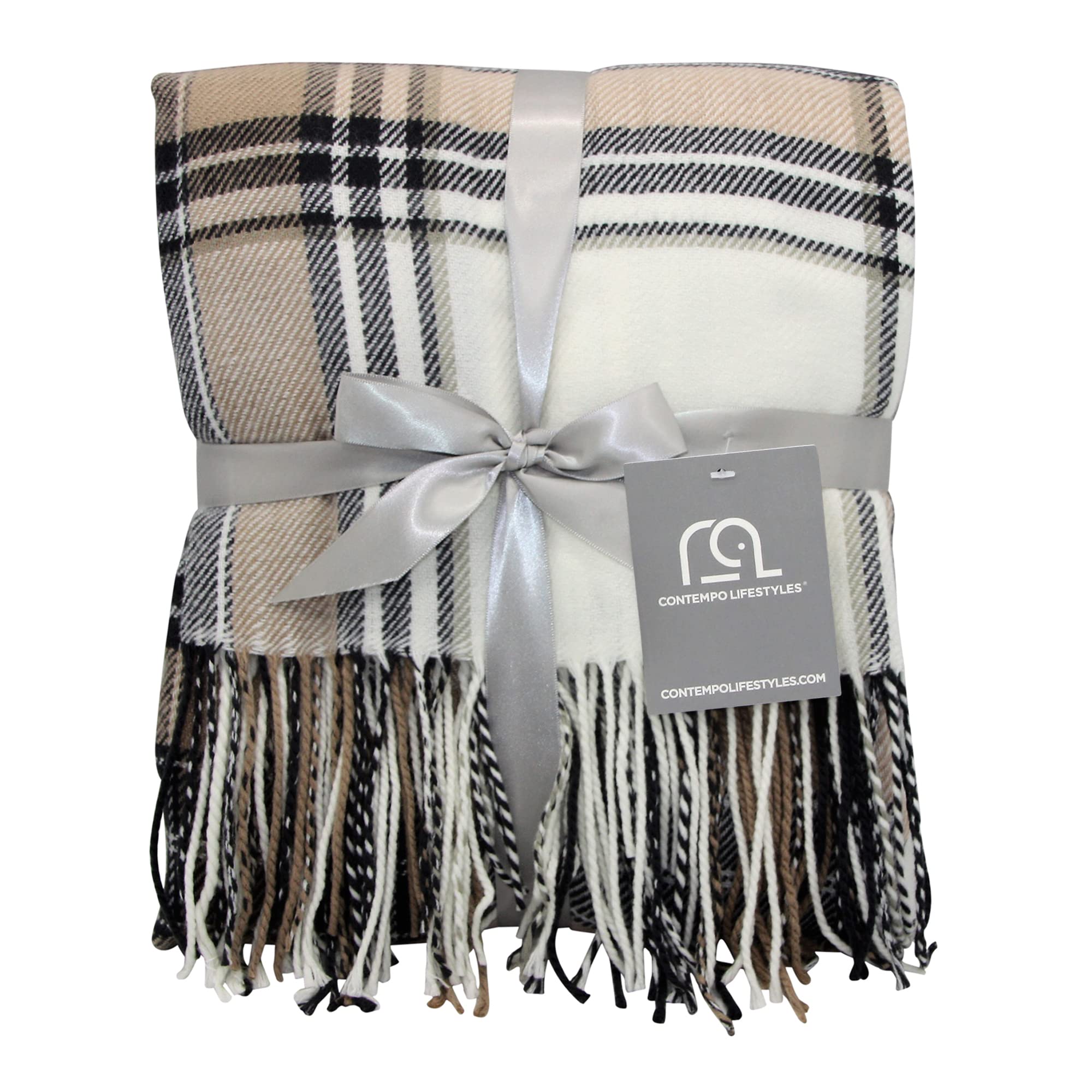 Ivory Buffalo Plaid Throw Blanket - Comfortable and Ultra-Soft