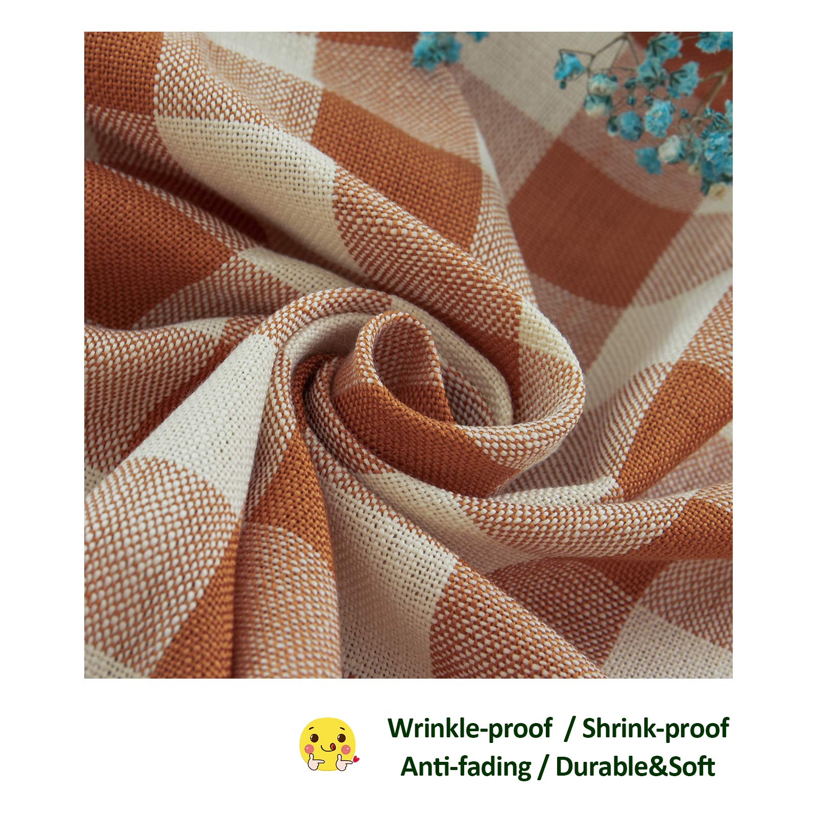 orange buffalo plaid fall tablecloth features