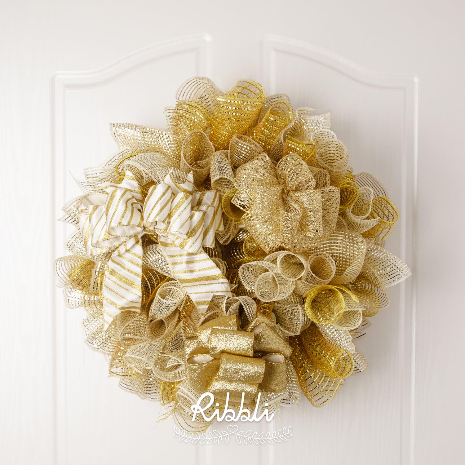 holiday ribbon gold and white