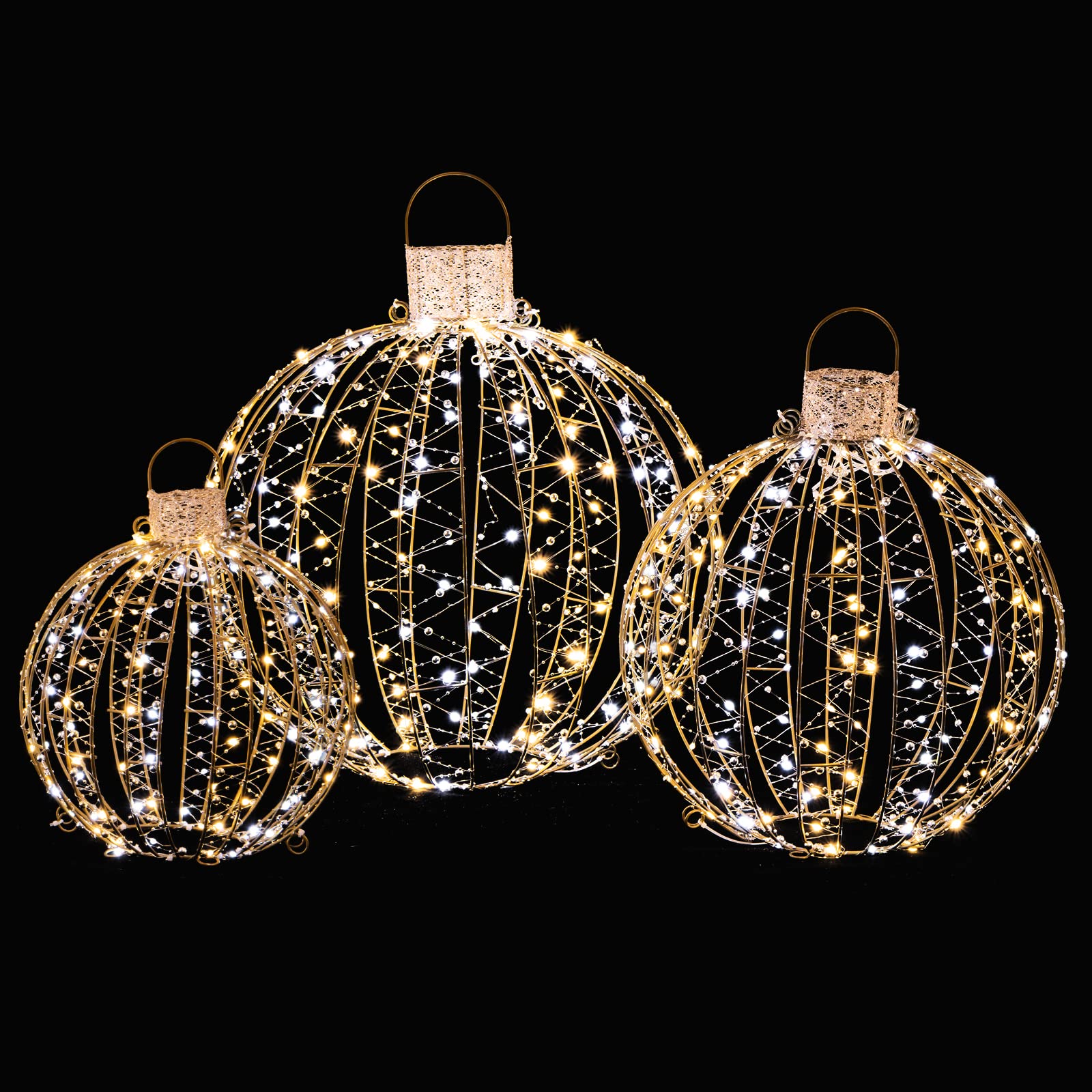 Set of 3 Lighted Christmas Ornament Decorations - Standing ornament decorations