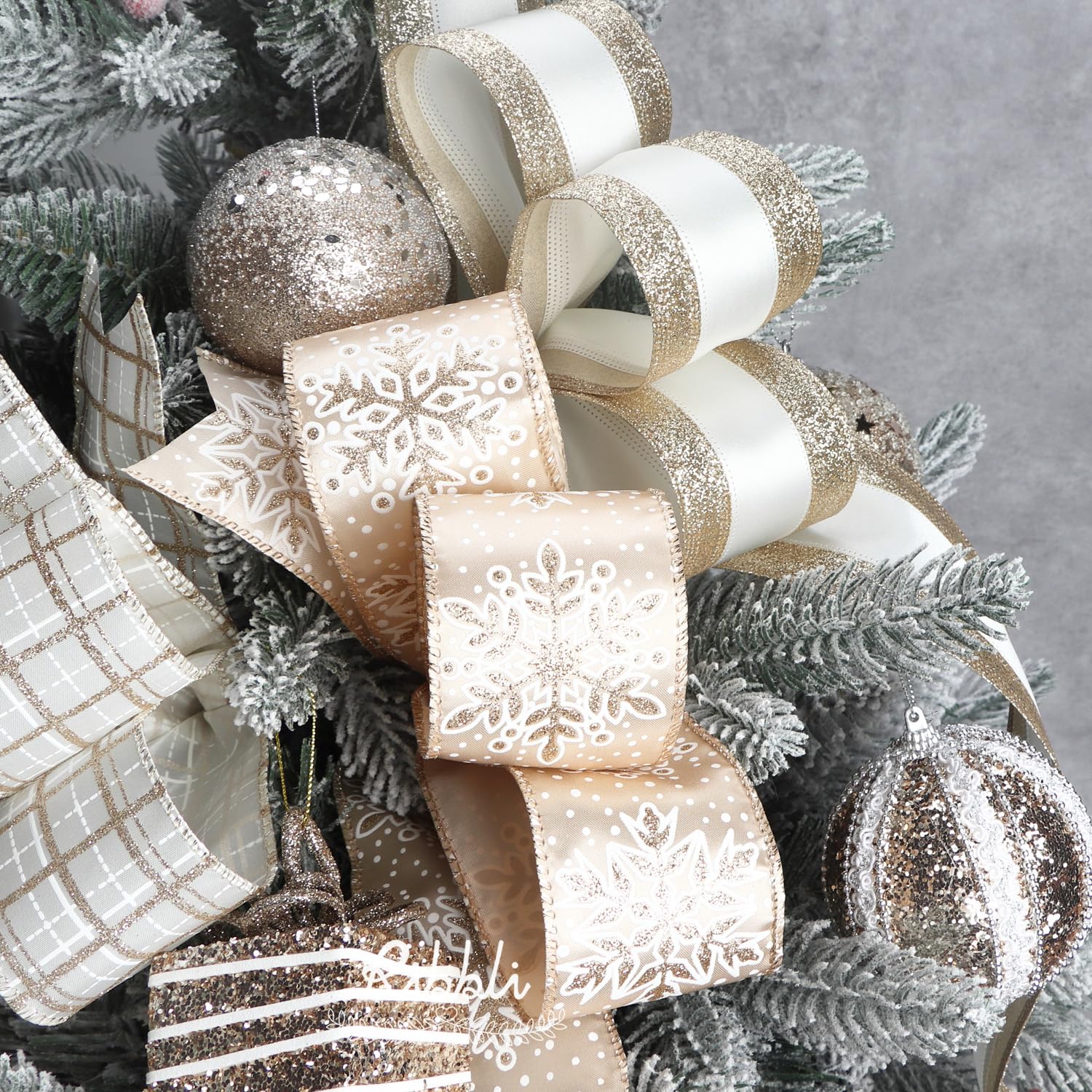 fancy tied champagne ribbon