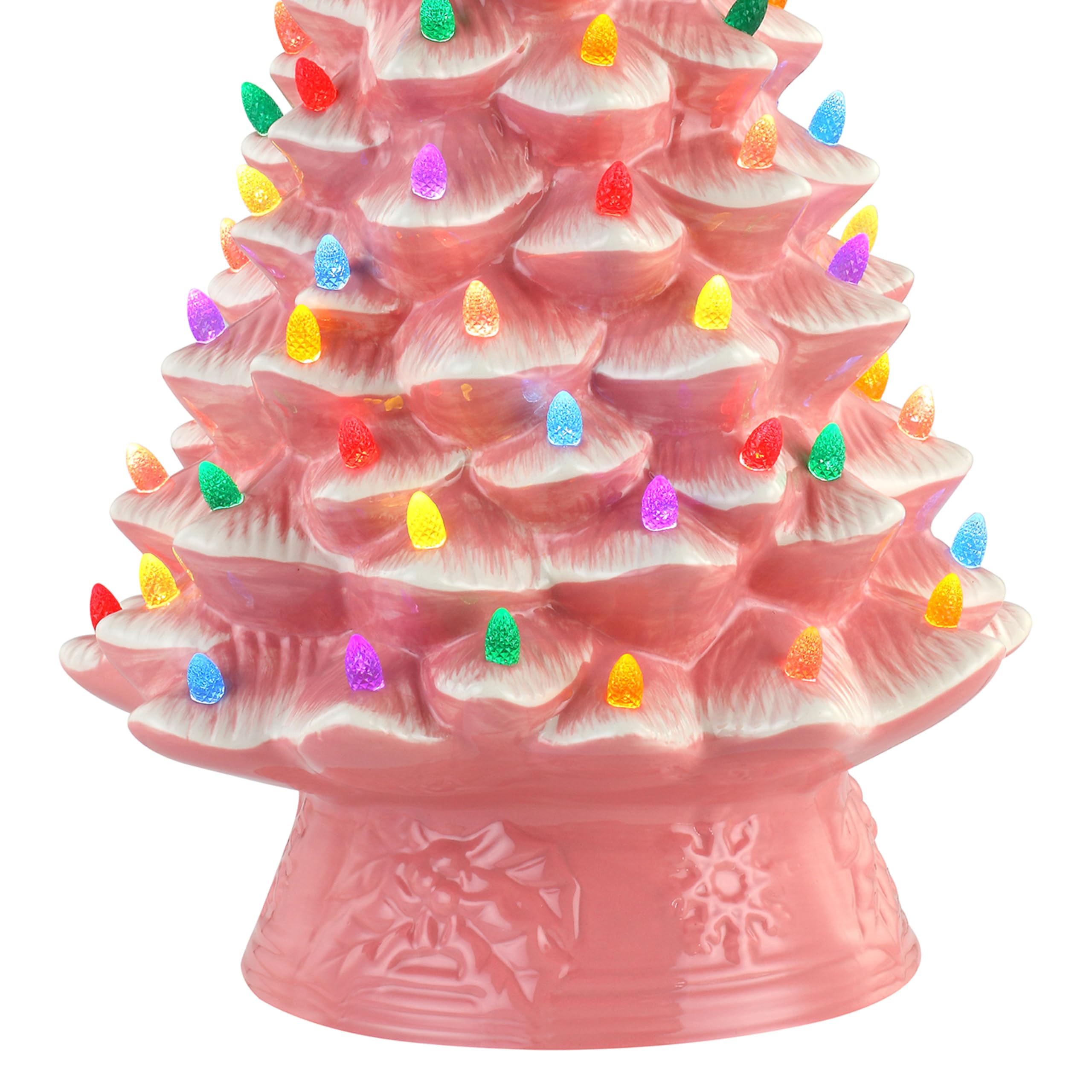 pink ceramic Christmas tree with LED lights