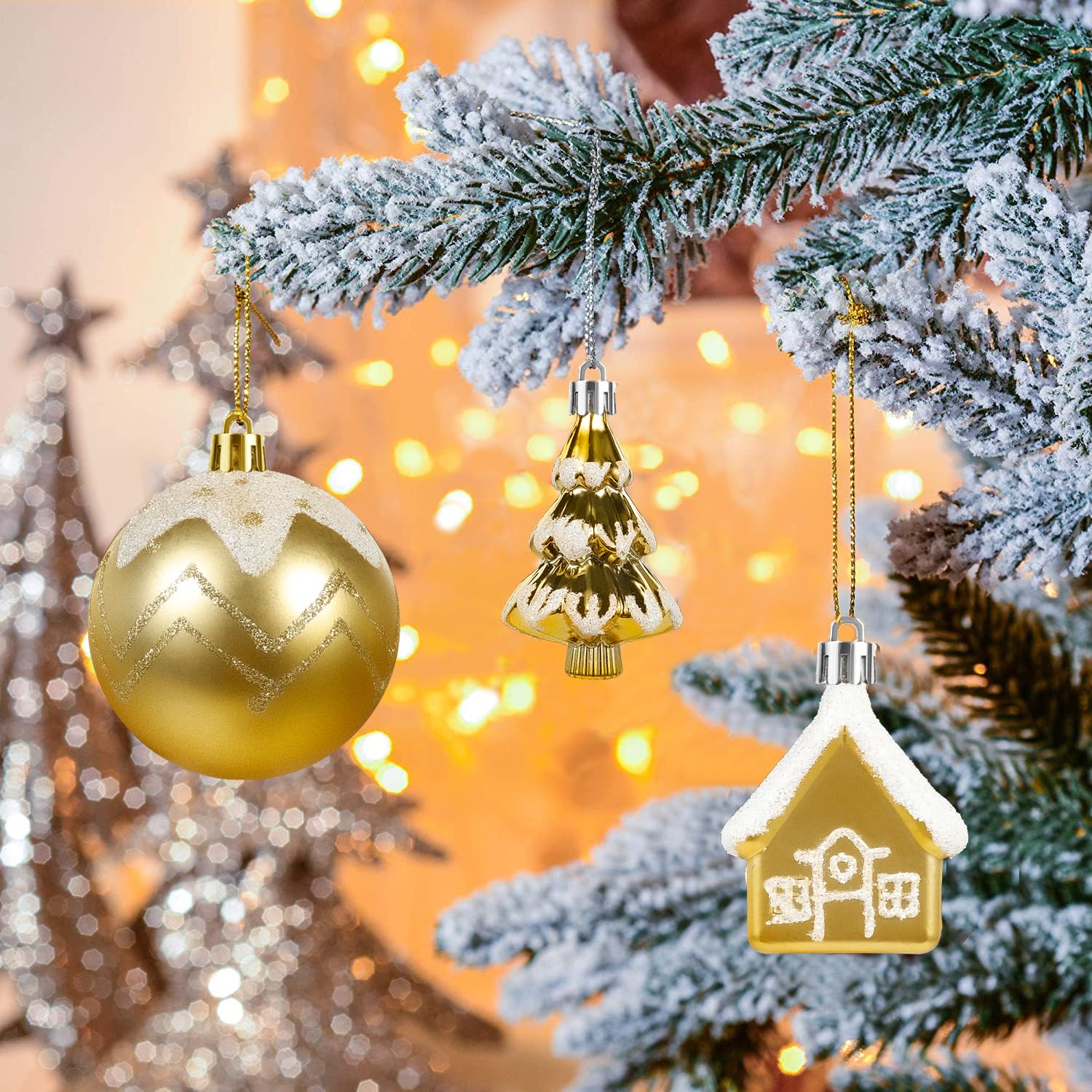 White & Gold Ornaments Close Up