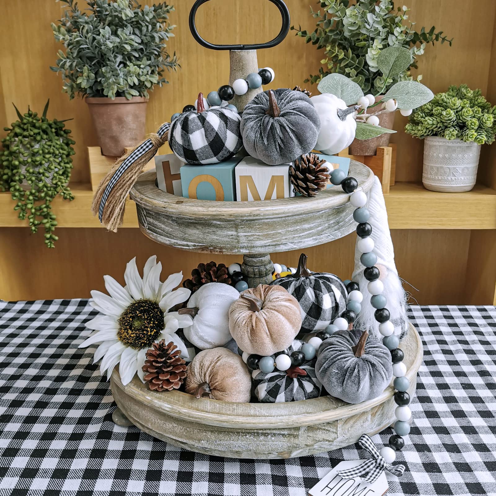Thanksgiving table decor soft fabric multi color pumpkins