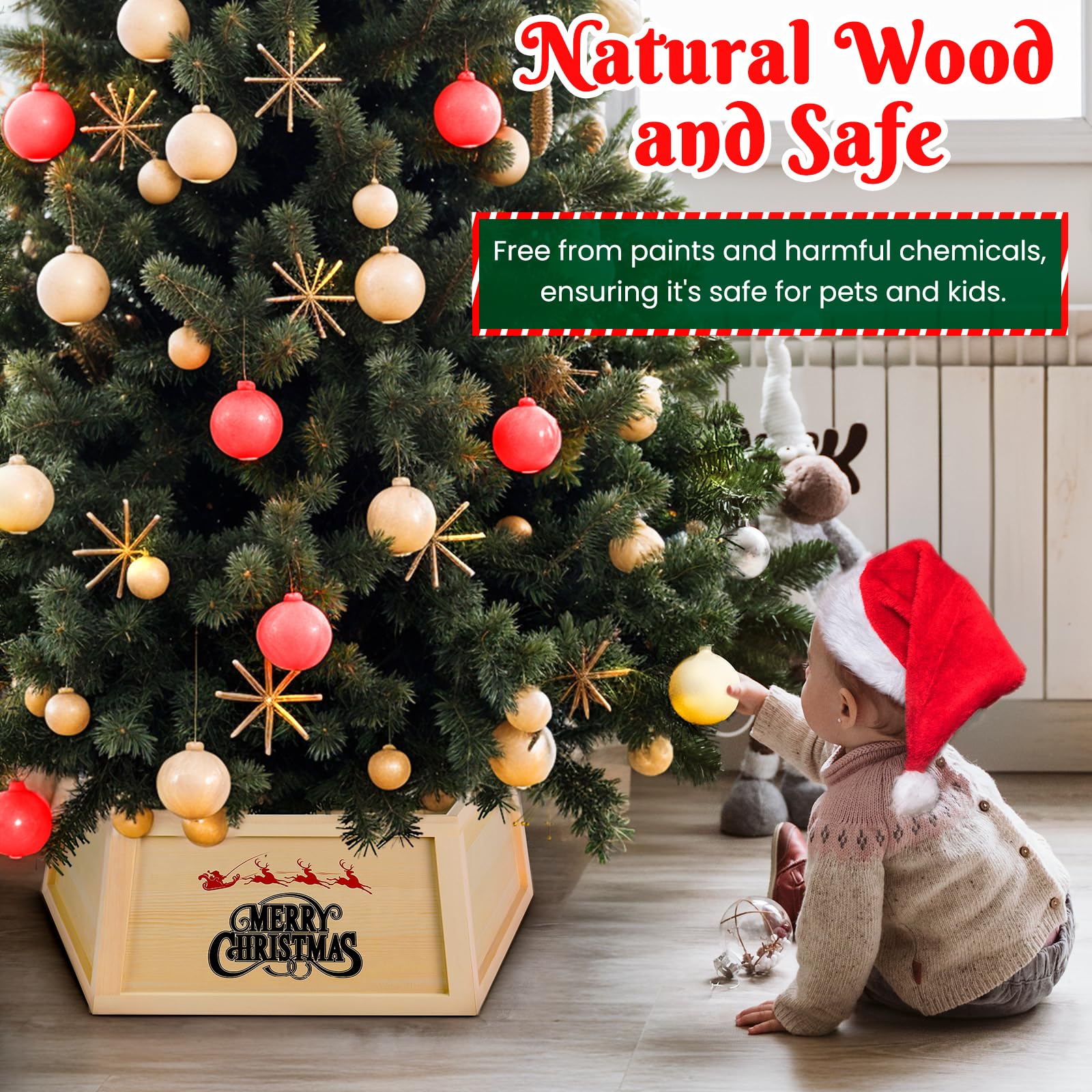 pet safe wooden tree skirt