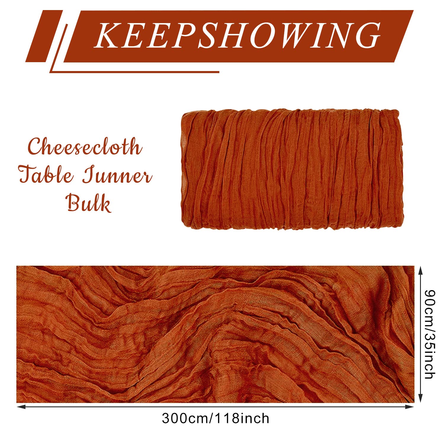 sizes and specs of terracotta cheesecloth table runner