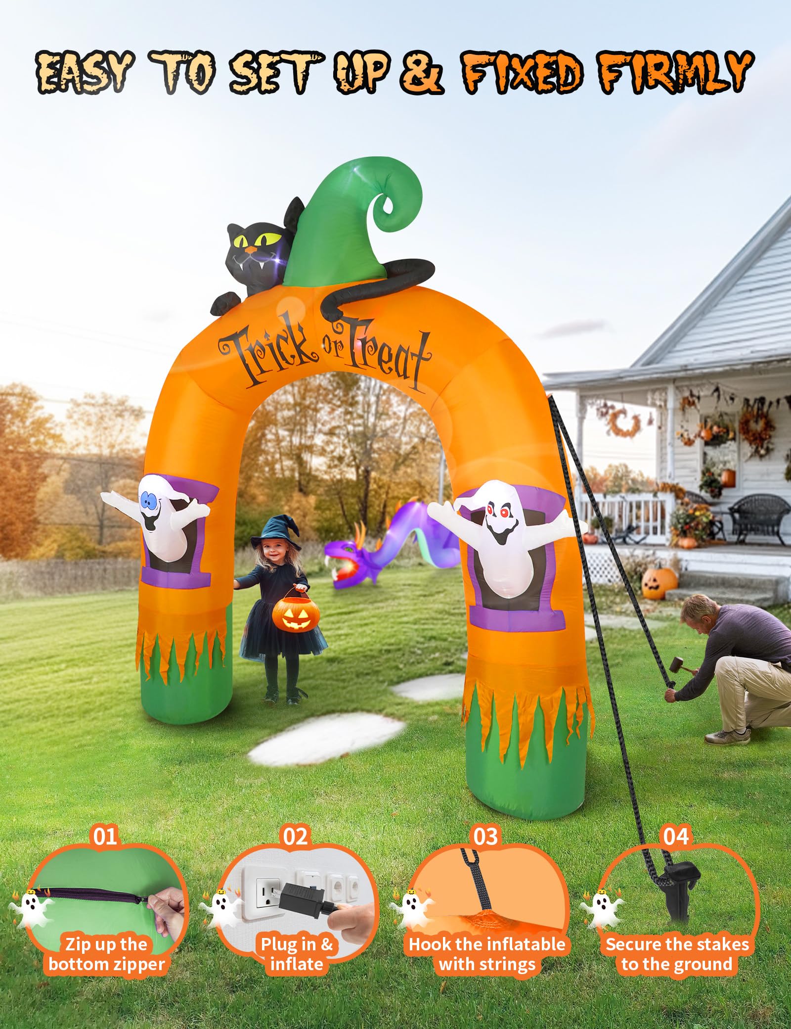 set up instructions for inflatable halloween lawn arch