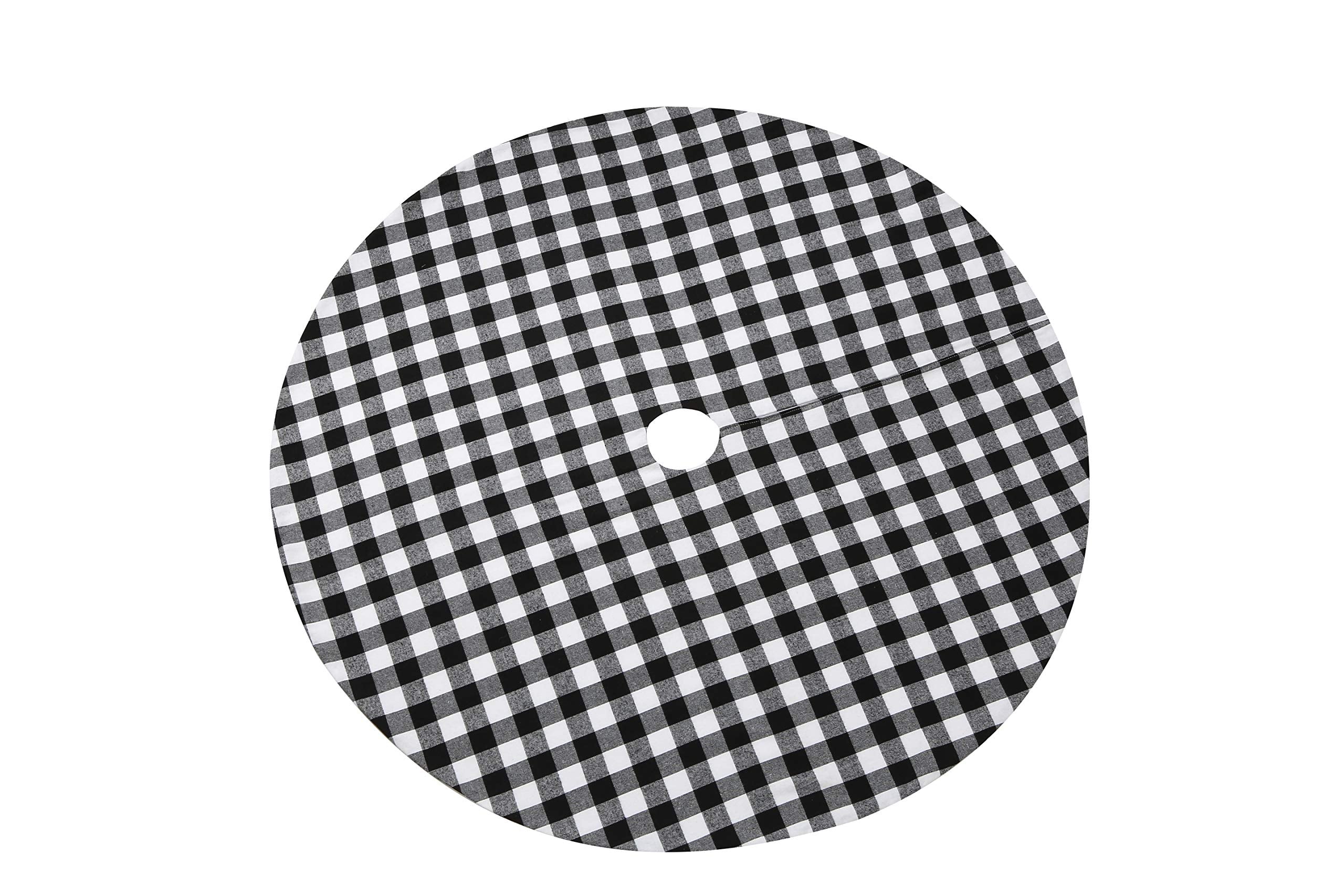 48in Black/White Buffalo Plaid Christmas Tree Skirt