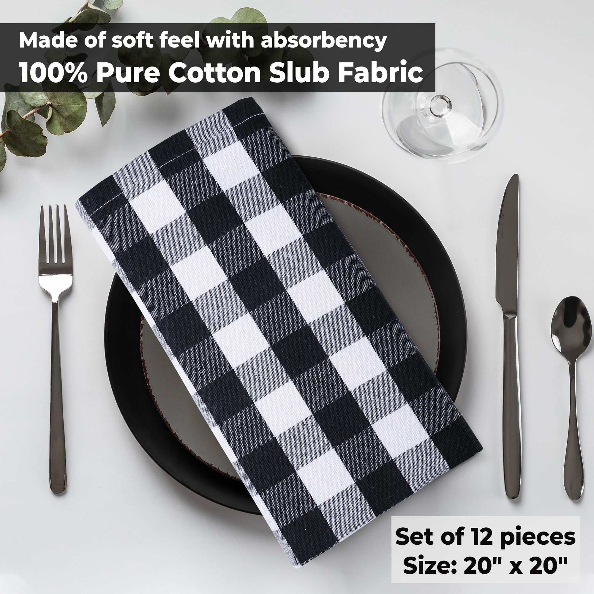 black white cotton napkins