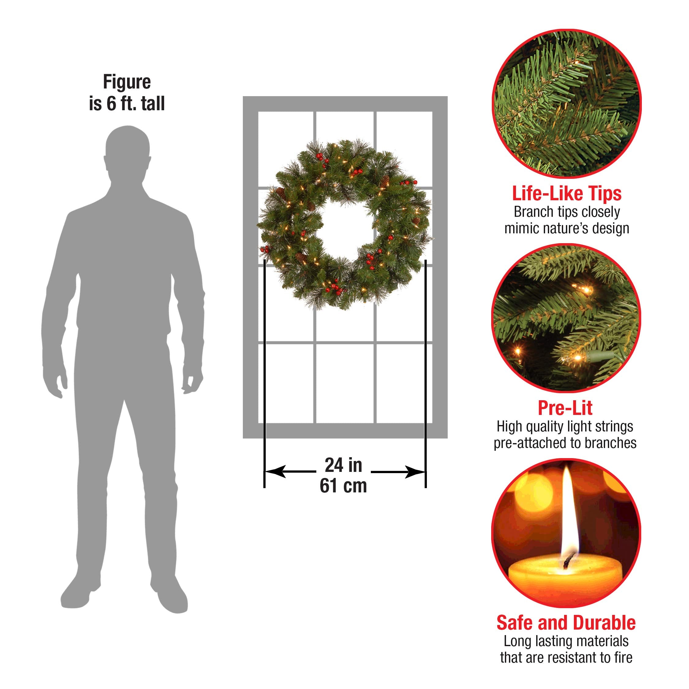 Christmas wreath features