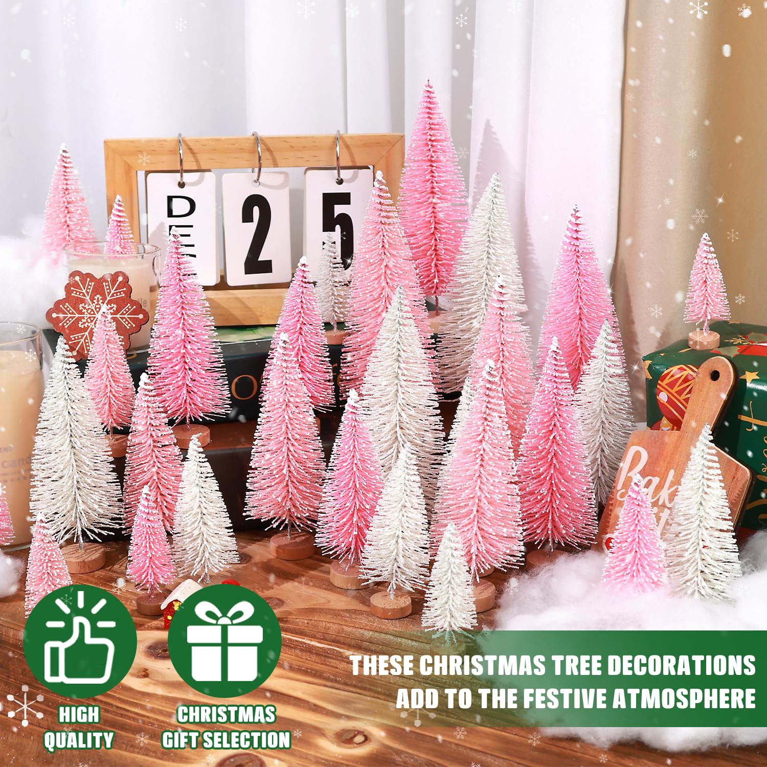 mini pink christmas tree set