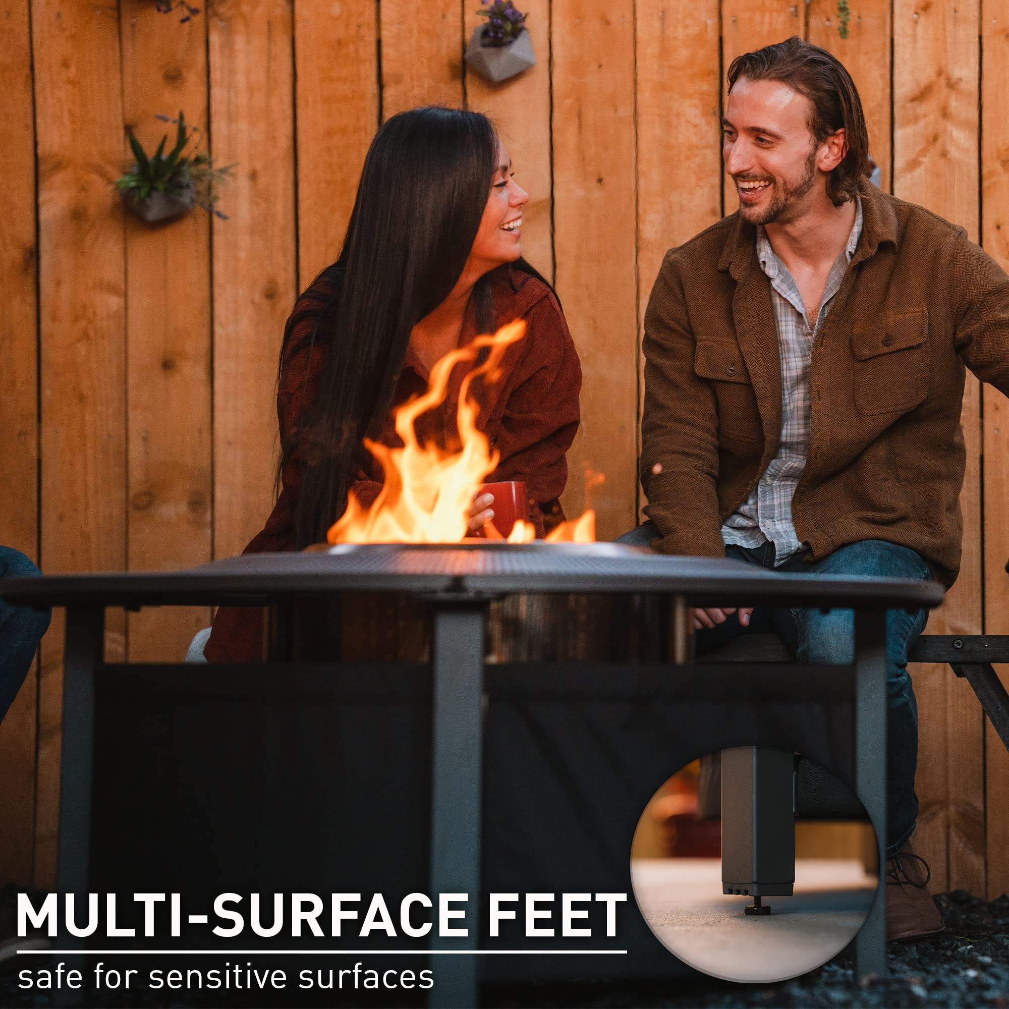 fire pit table top barrier feet design