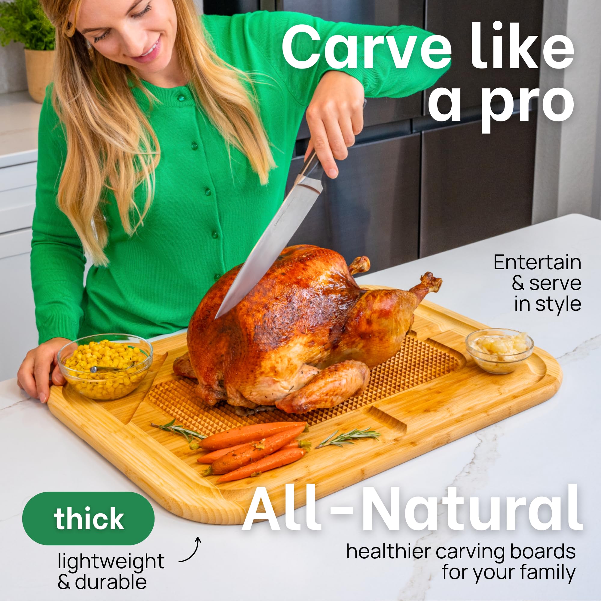 all natural thick lightweight bamboo cutting board