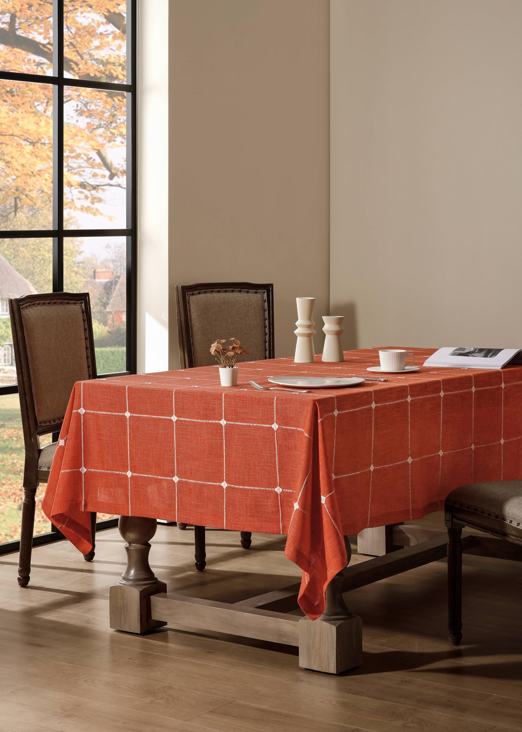 orange farmhouse tablecloth