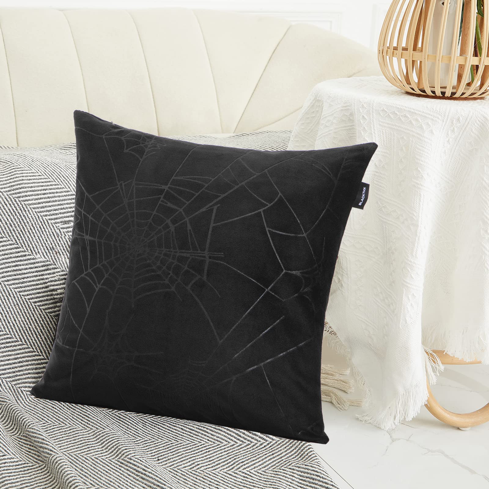 abstract spider web design pillow cover