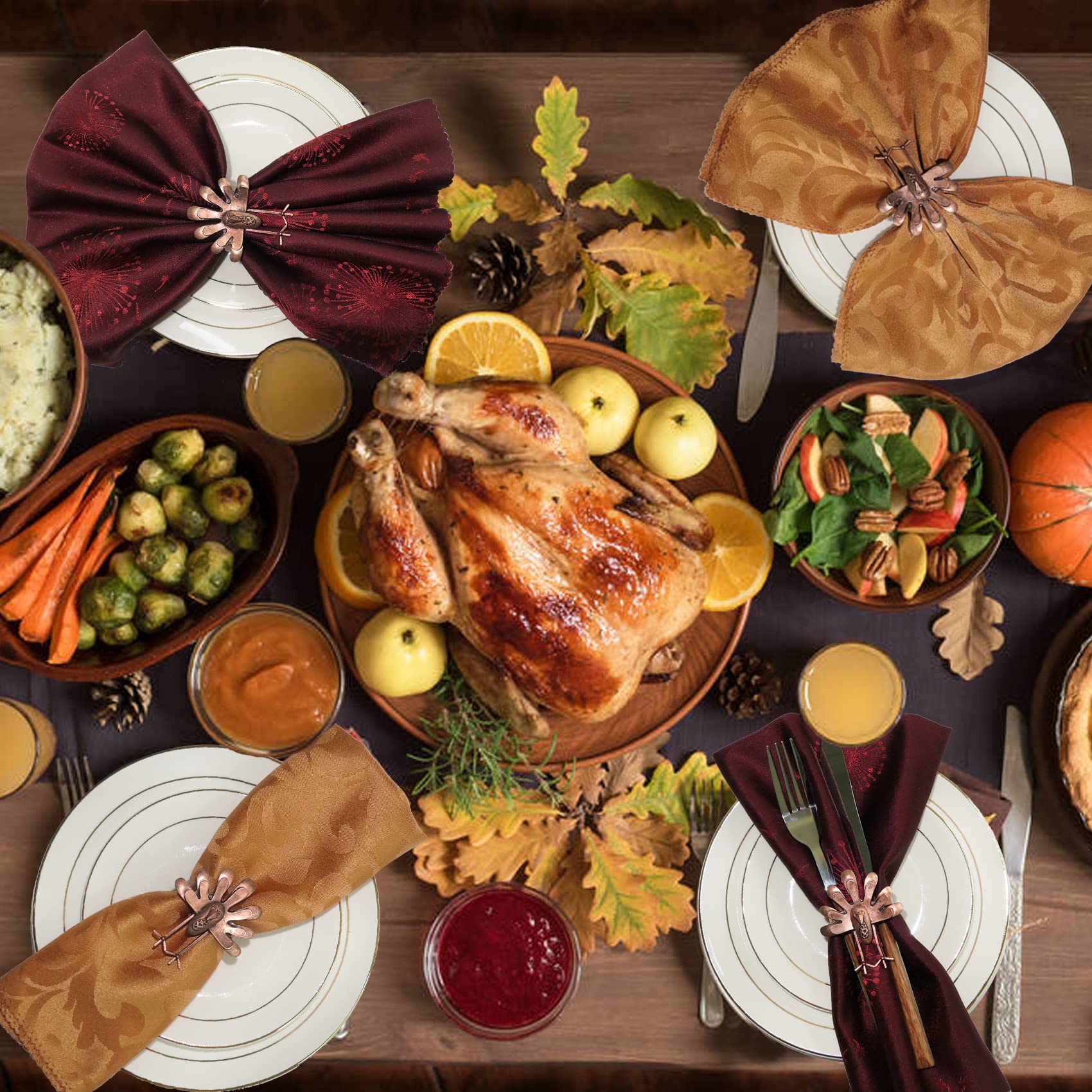 Thanksgiving Turkey Napkin Rings on table setting