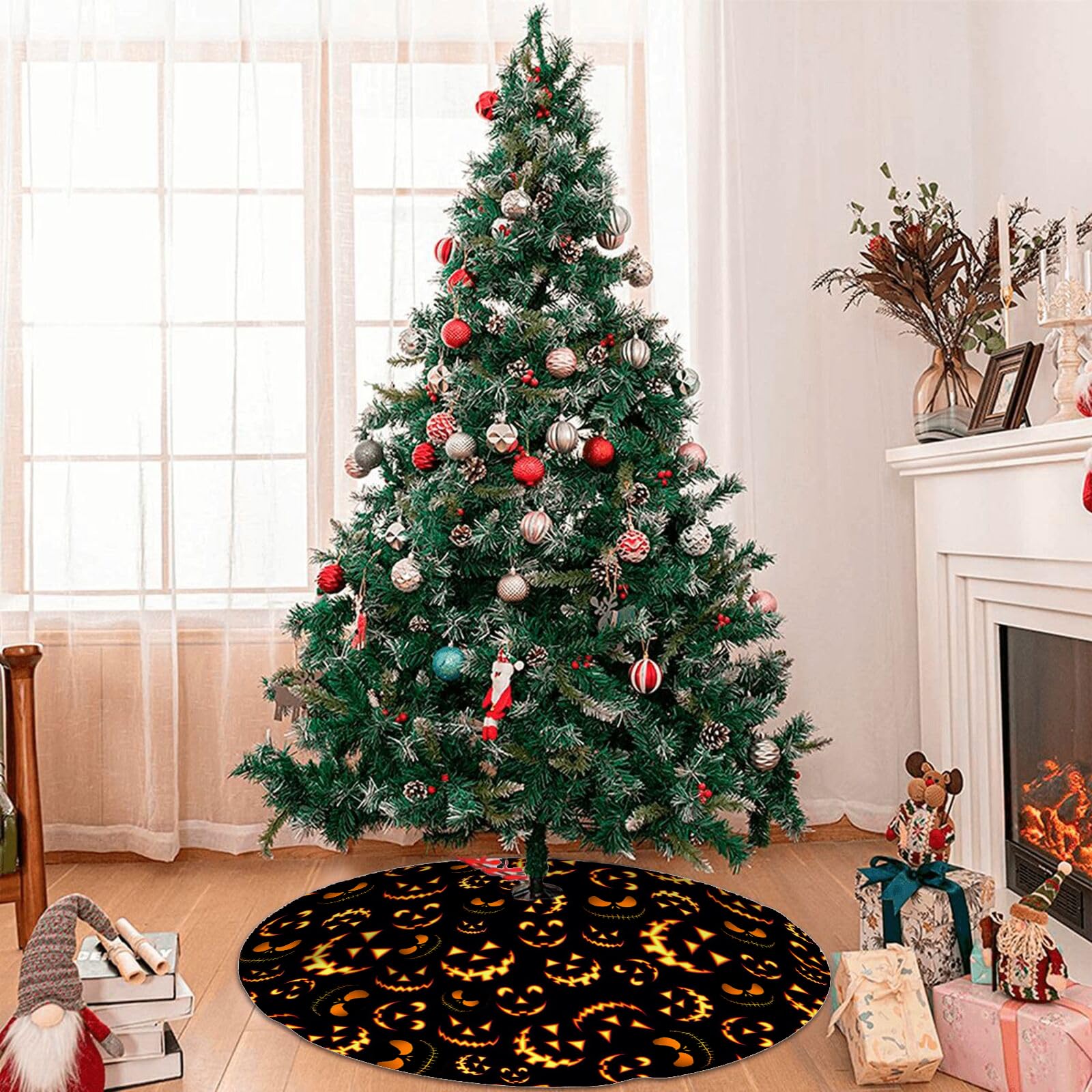 36Inch Pumpkin Face Tree Skirt