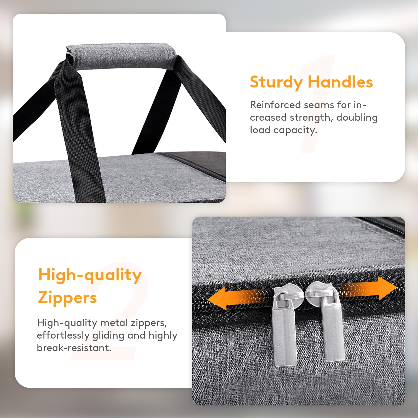 Gray Insulated Casserole Carrier with Handle and Zippers