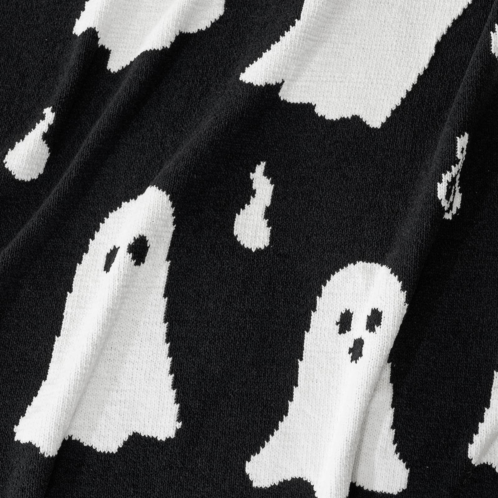 Black Halloween blanket with white ghost pattern