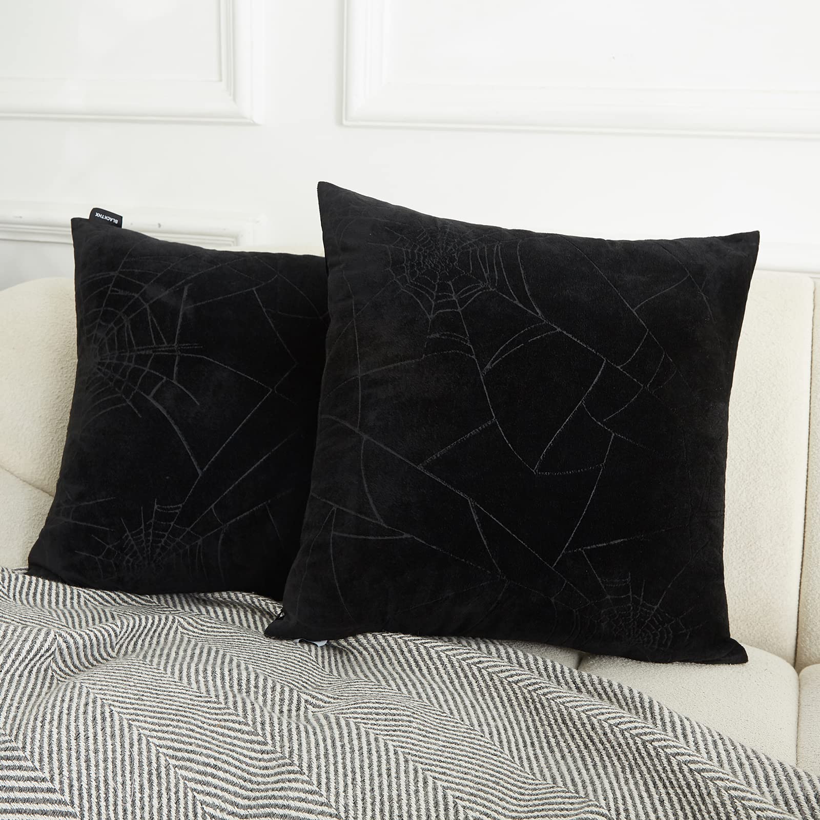 spider web pattern black pillow covers