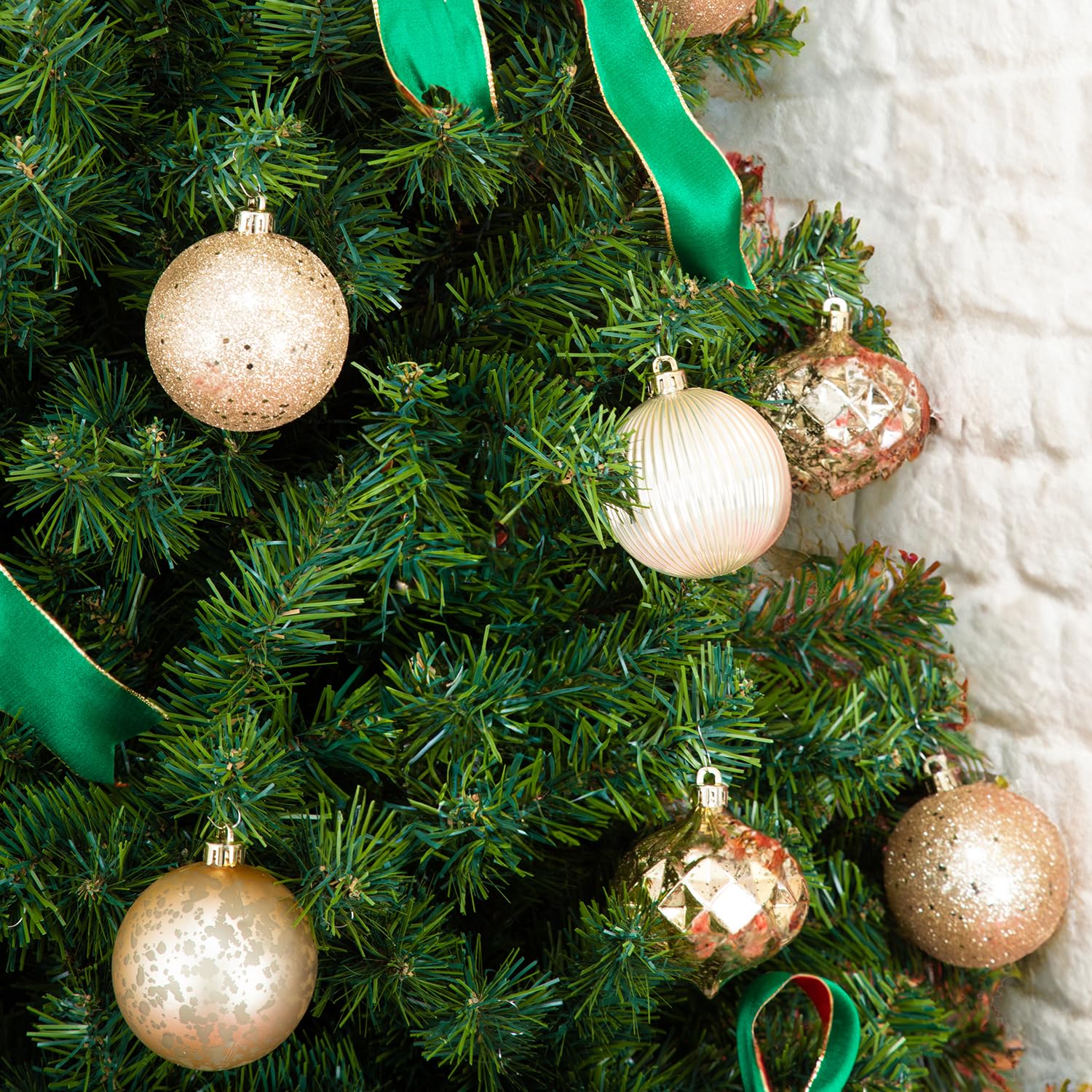 35 Count Gold Shatterproof Christmas Ornament Set