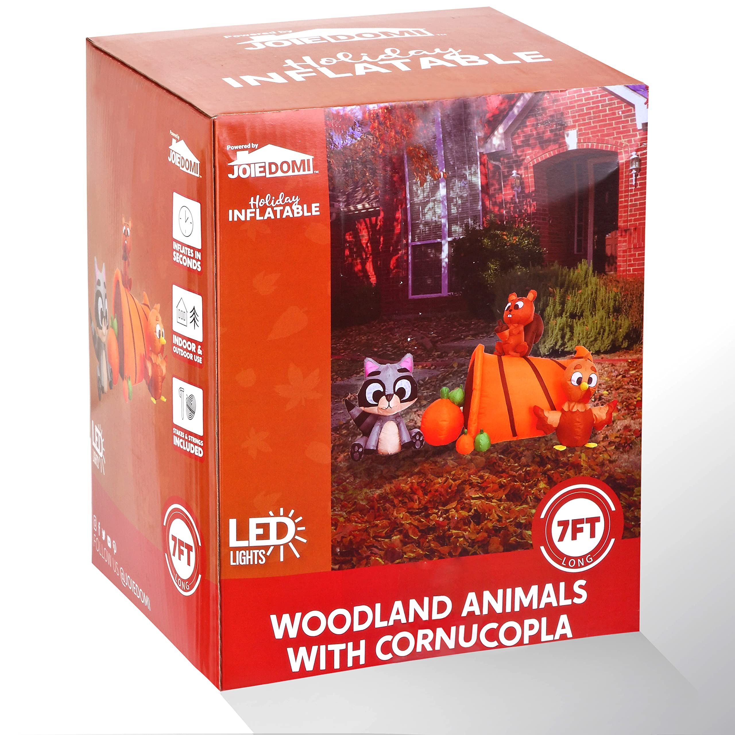 woodland animals with cornucopia Thanksgiving inflatable decoration