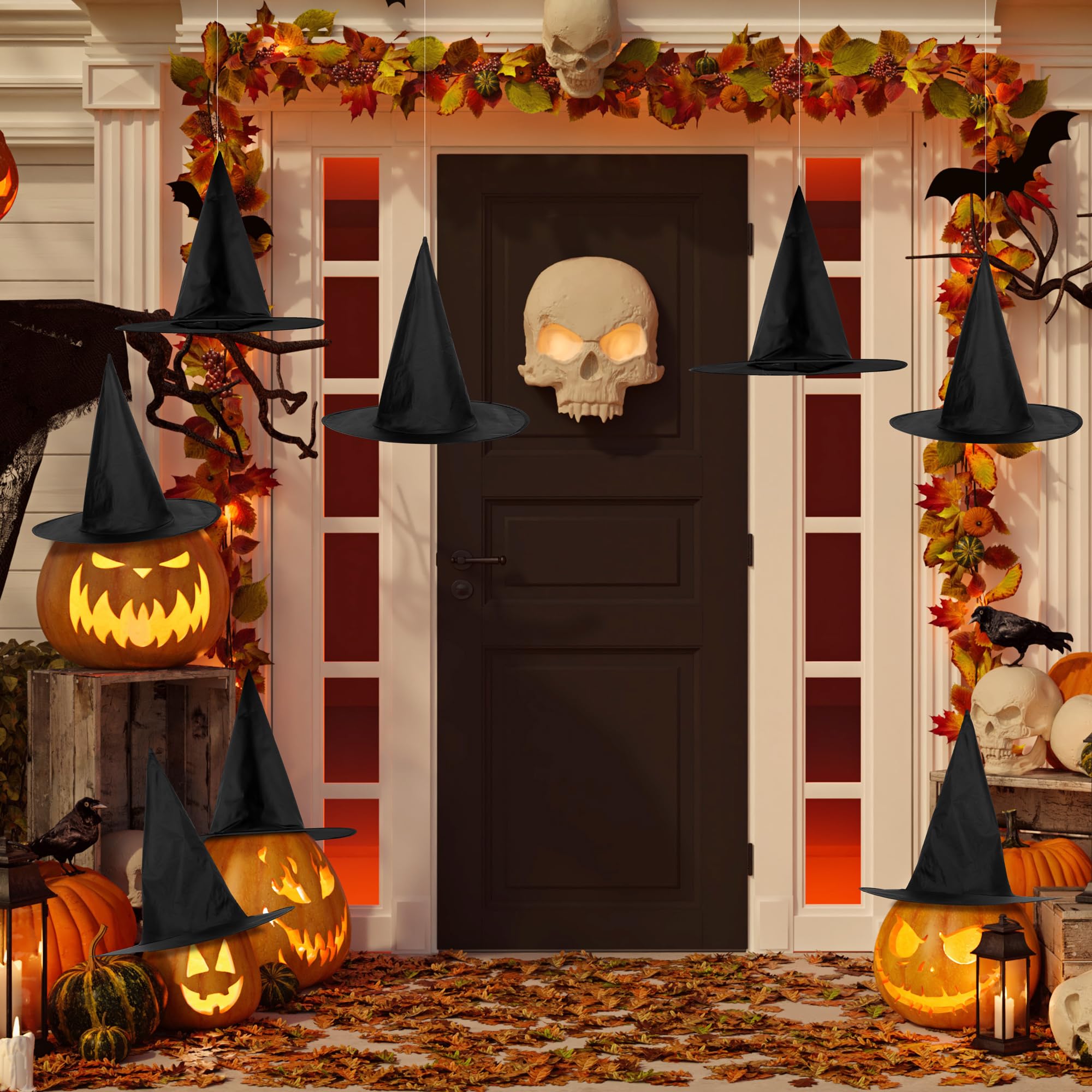 hanging witch hats door entryway