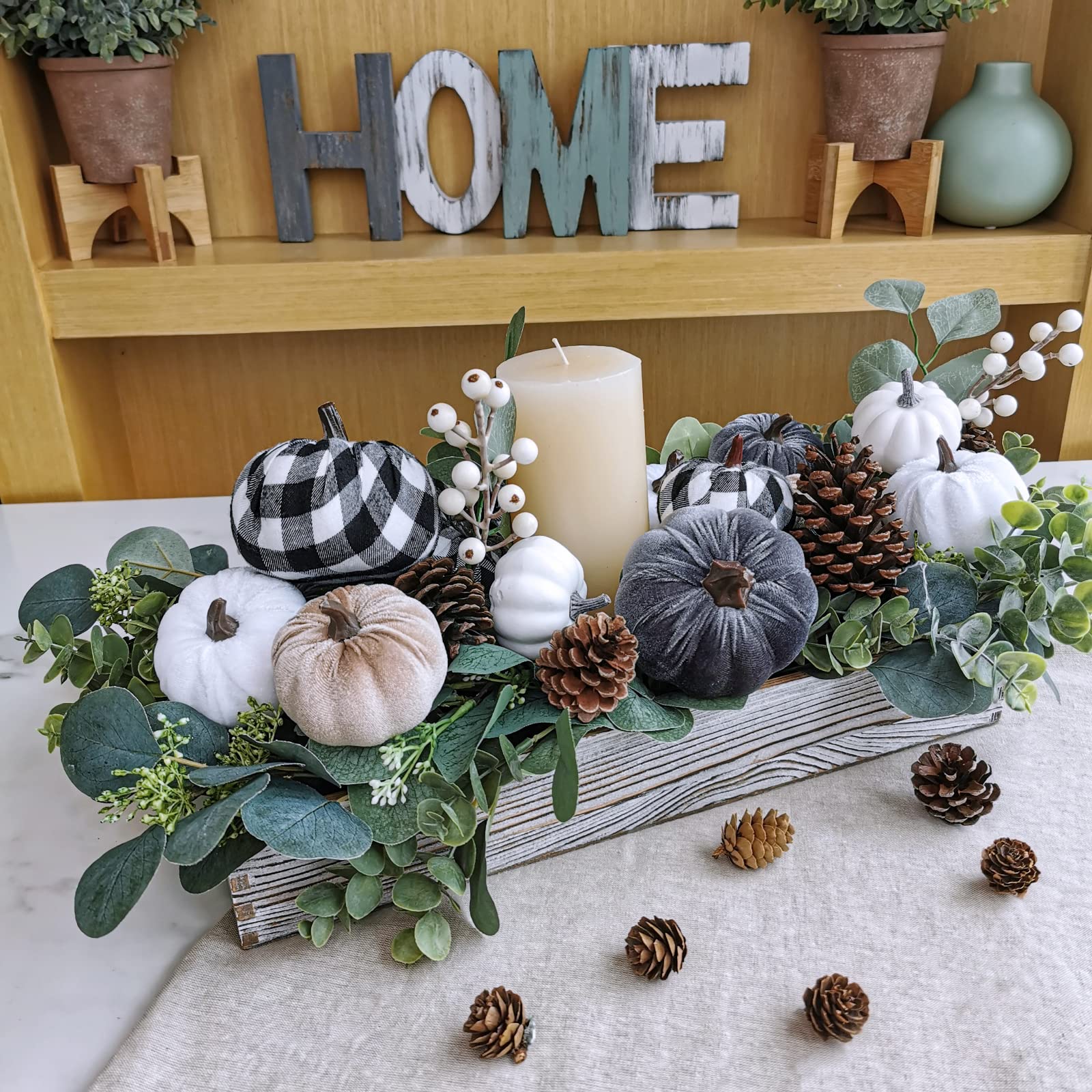 fabric pumpkin fall centerpiece idea