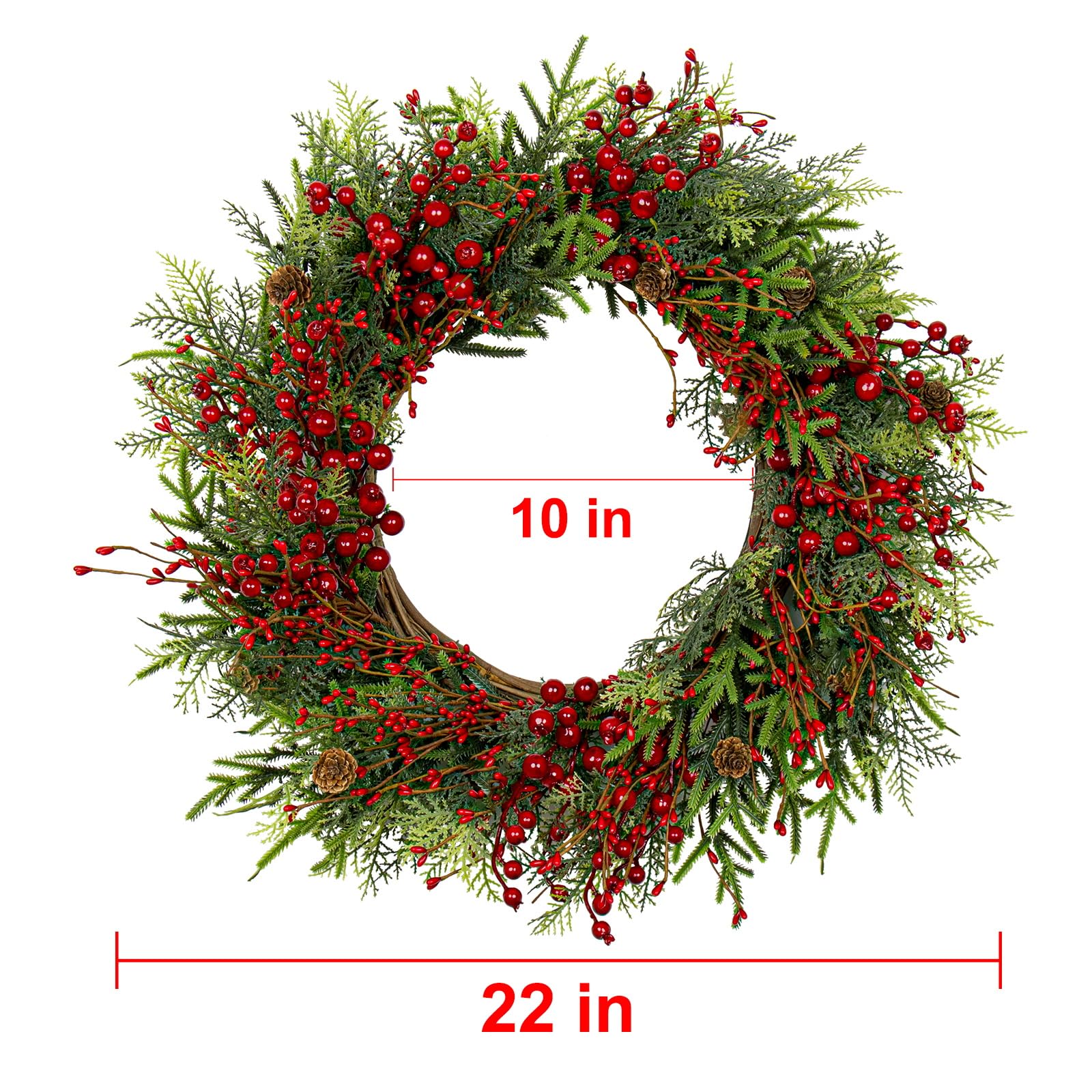 22 Inch Artificial Christmas Wreath Dimensions