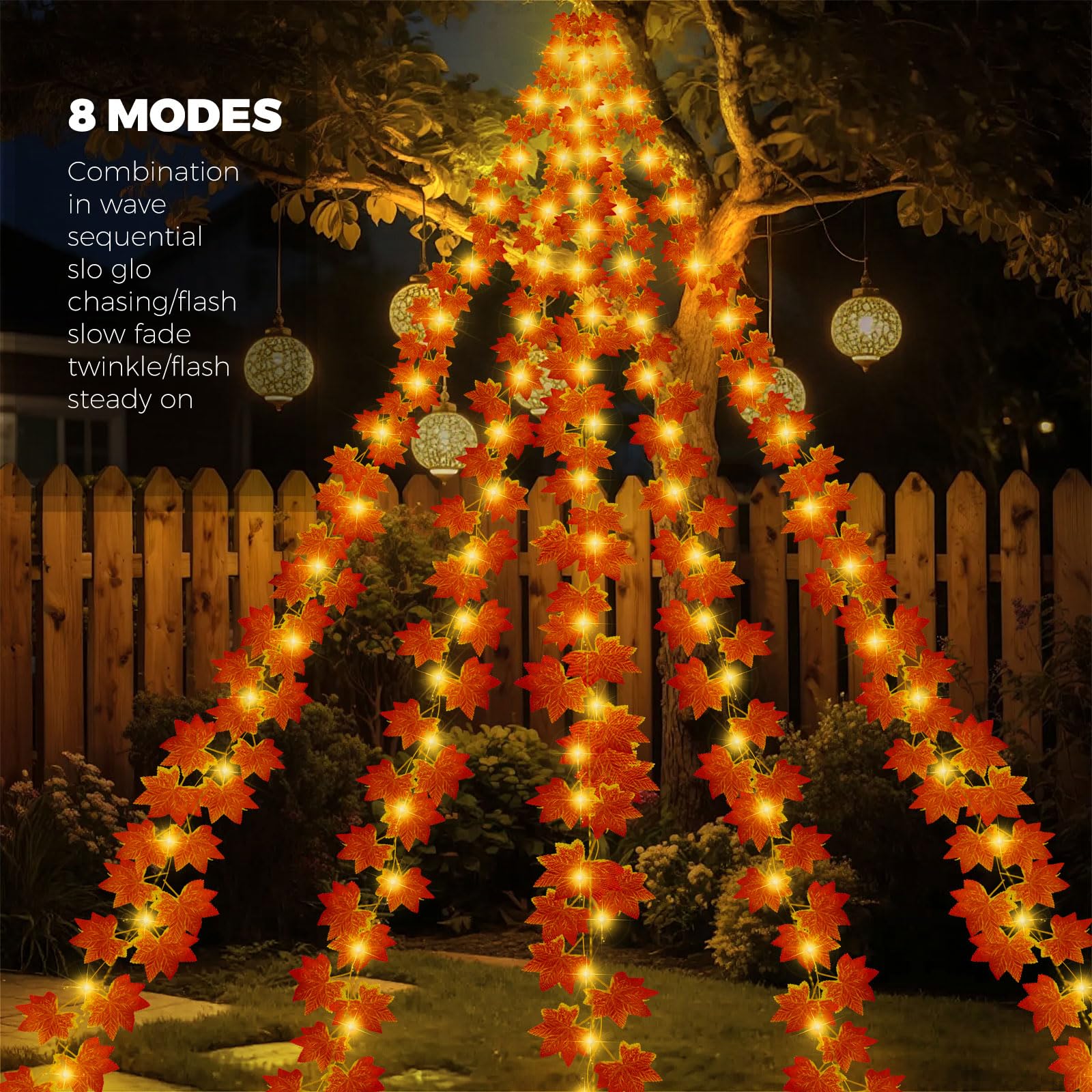 13.5FT*5 Branches Maple Leaf with Fairy Lights