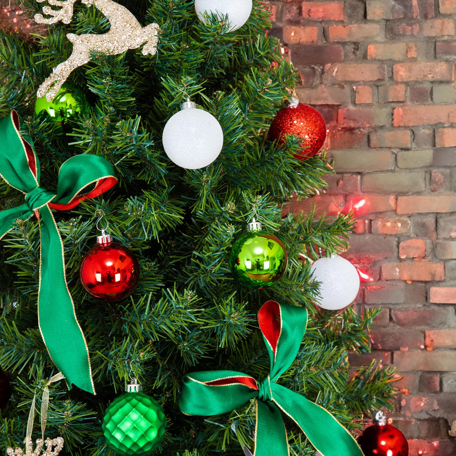 50 Piece Red White Green Christmas Ornament Set