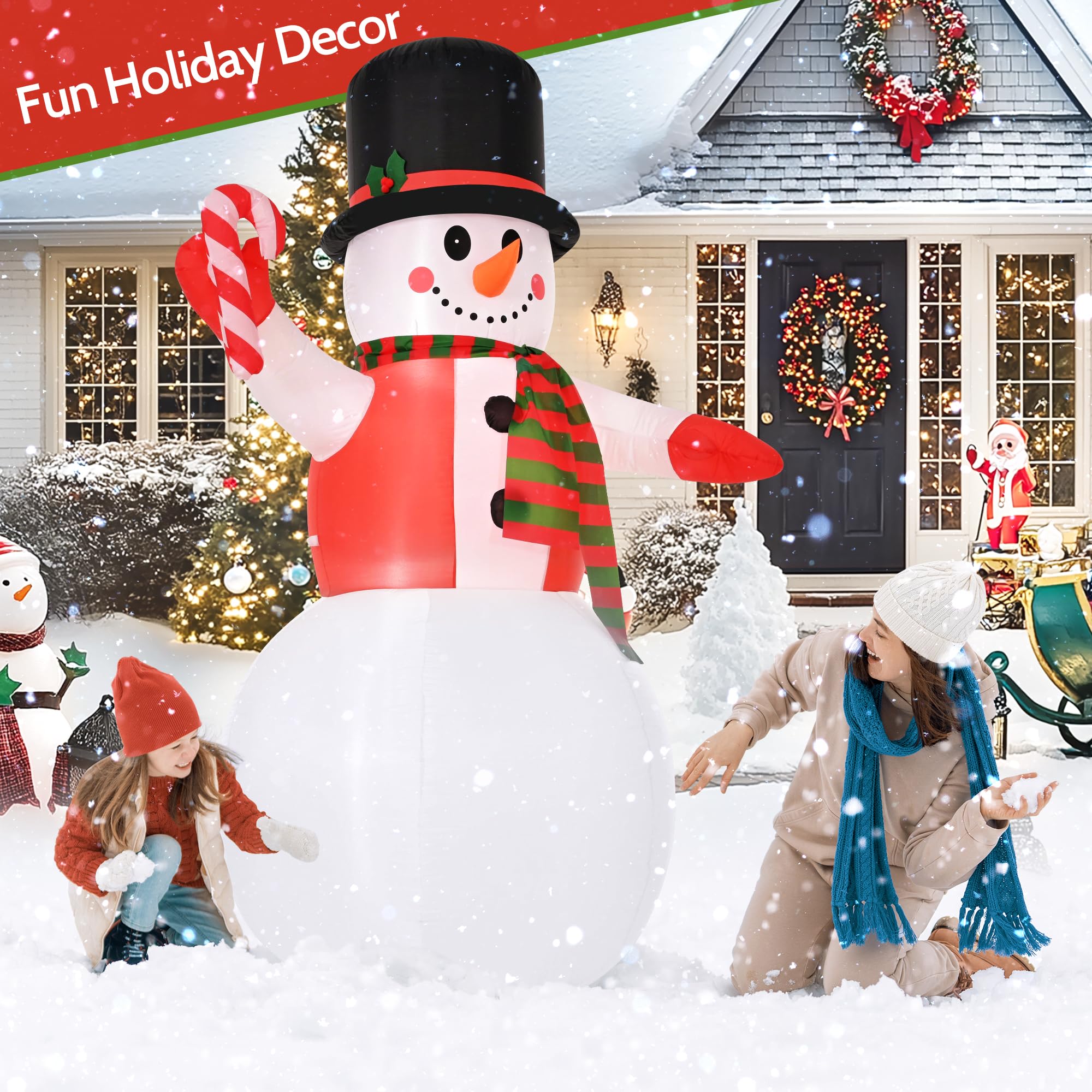 Christmas Inflatable Snowman Outdoor Decoration with LED Lights - Fun Holiday Decor