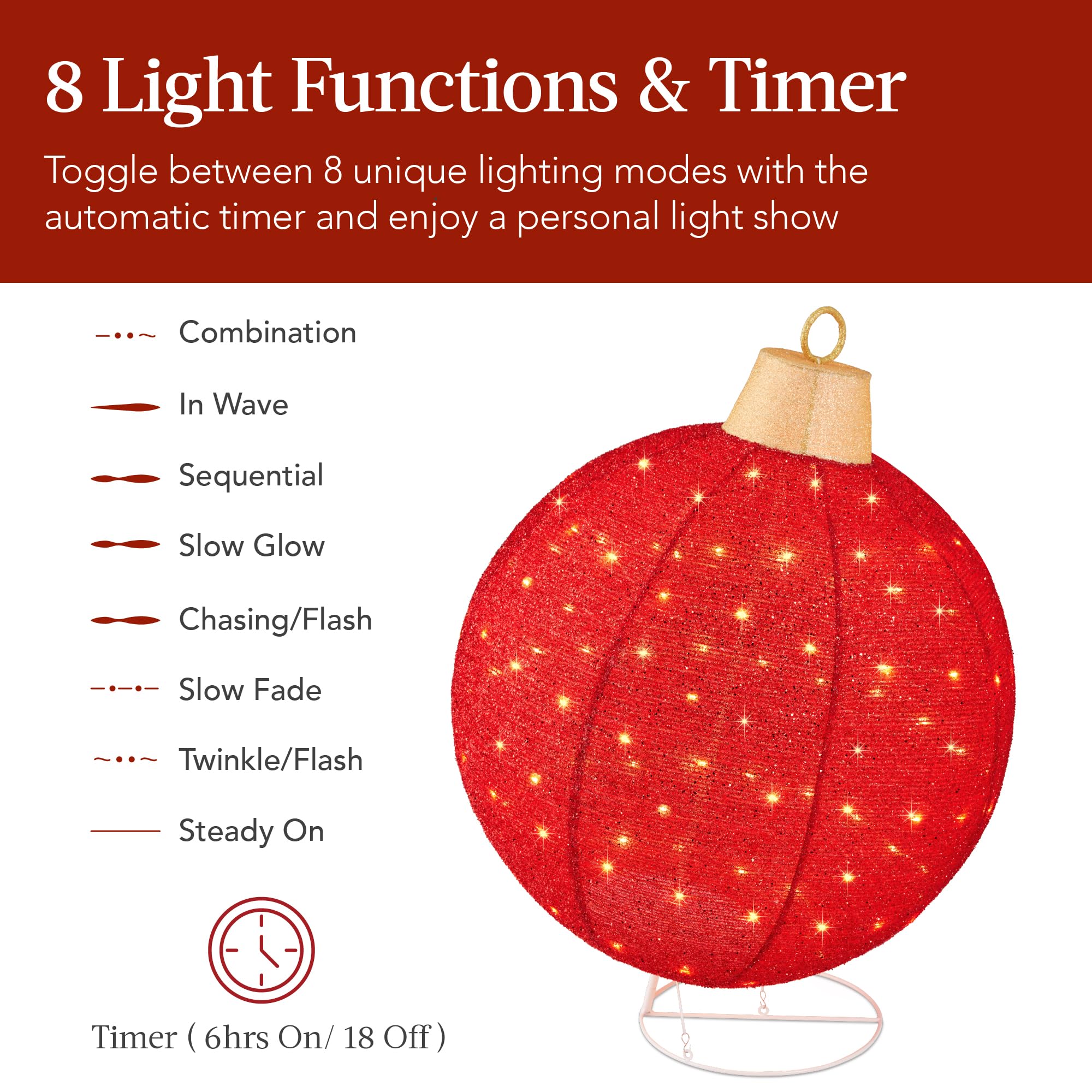 8 light functions and timer