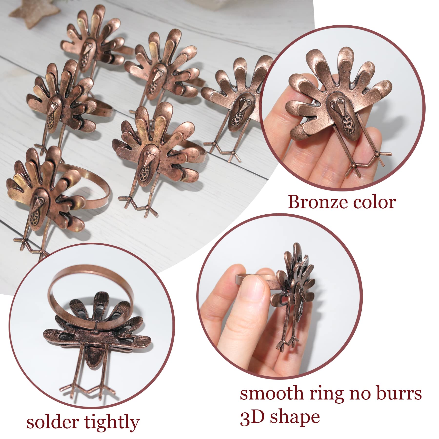 Bronze turkey napkin ring for Thanksgiving