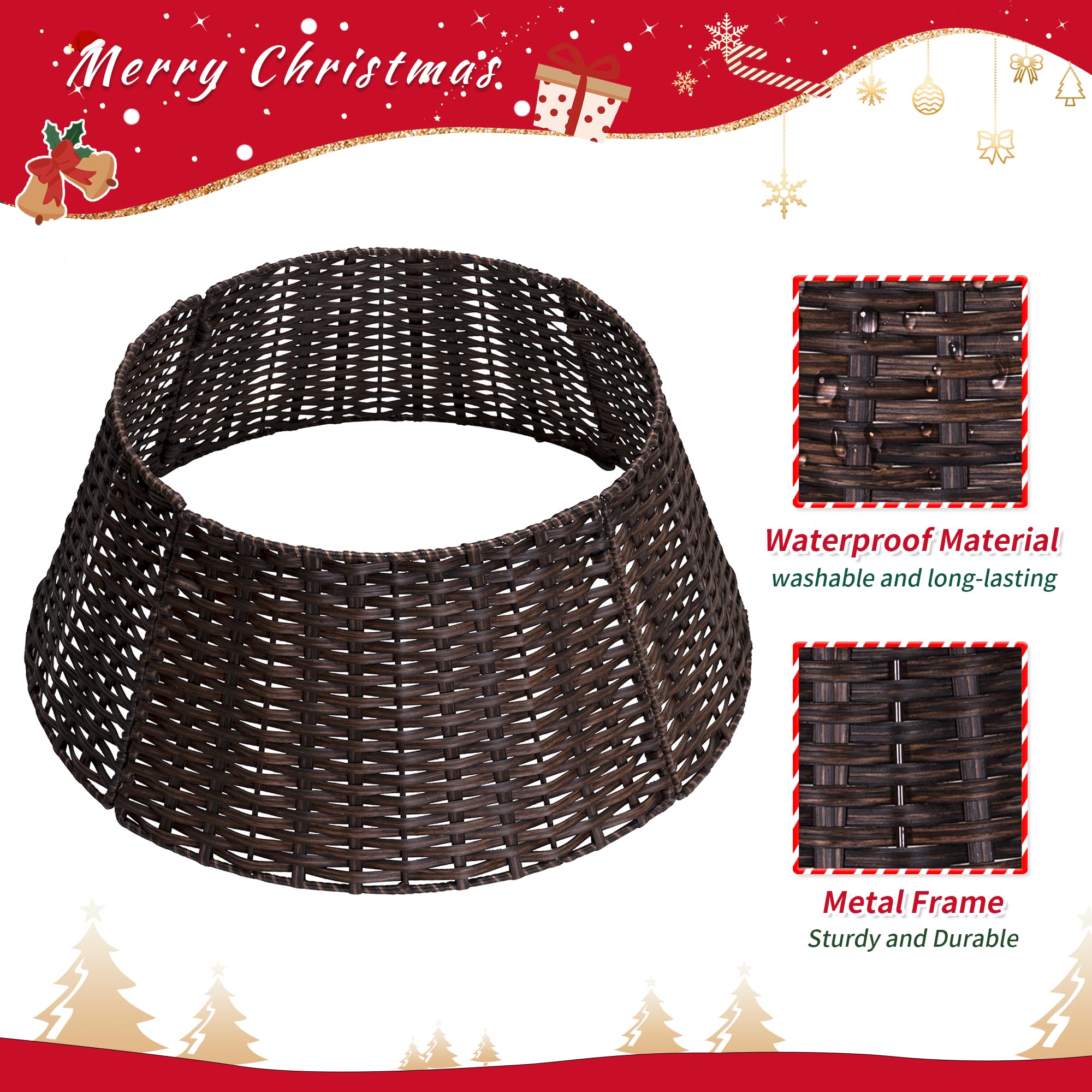 Wicker Christmas Tree Collar Brown
