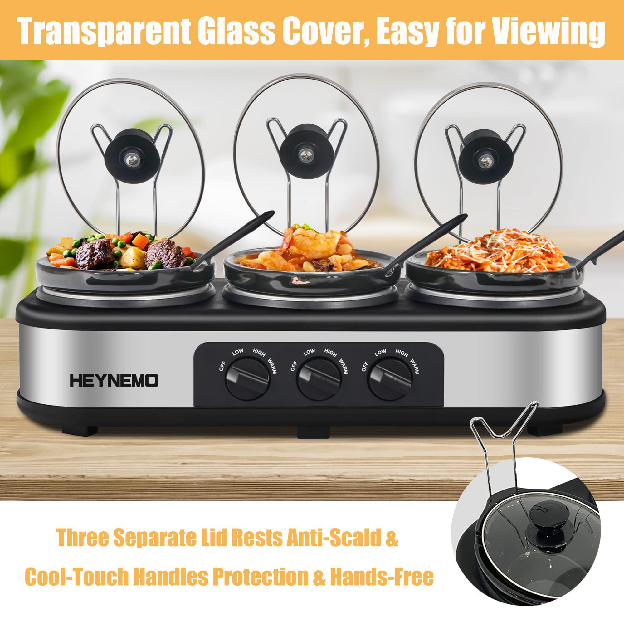 transparent glass covers and three separate lid rests