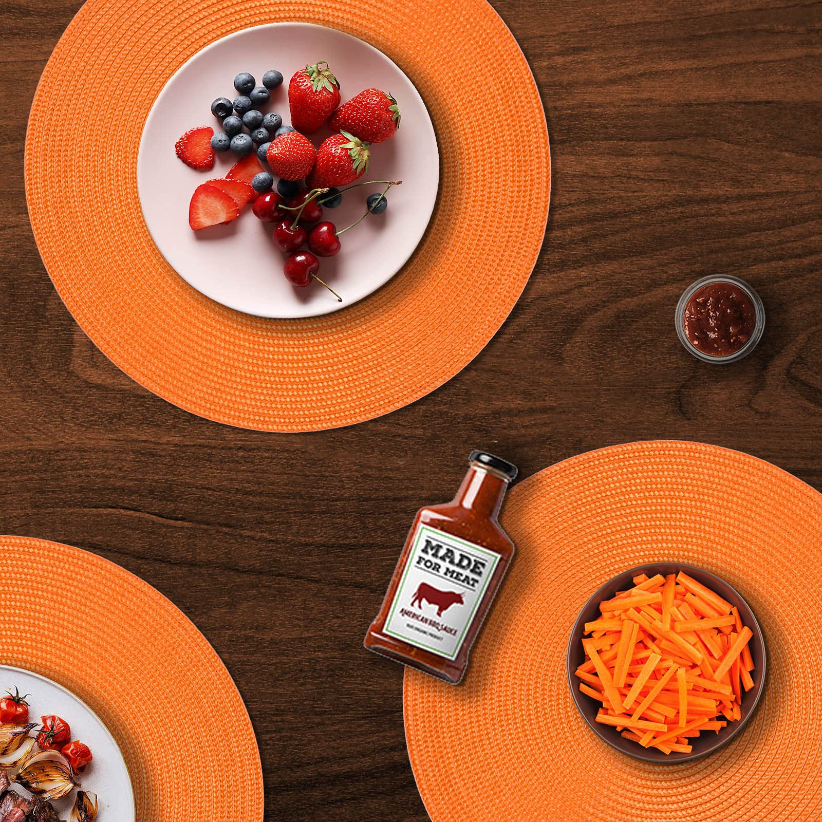 Orange round fall placemats