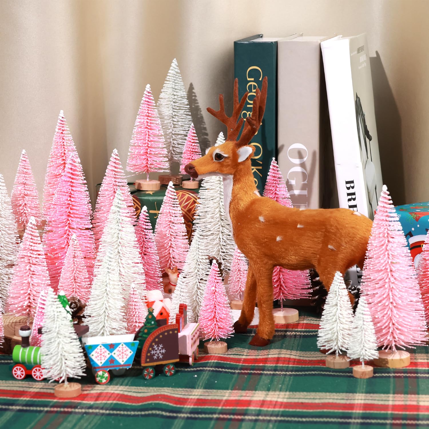 pink white mini tree christmas decorations