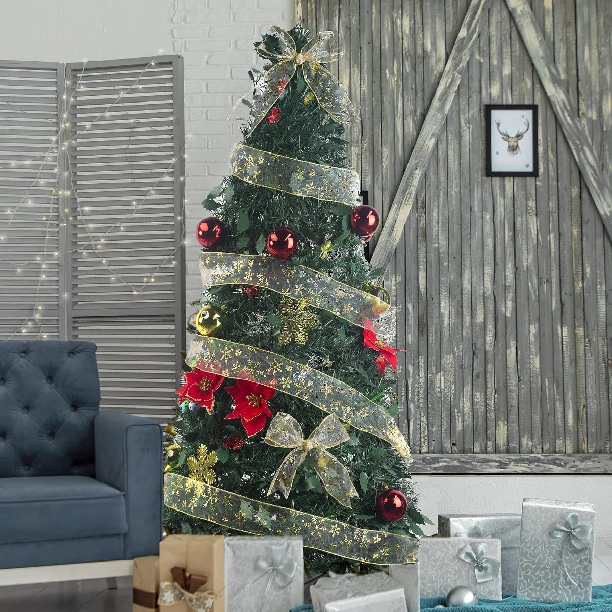 Gold ribbon tree Garland