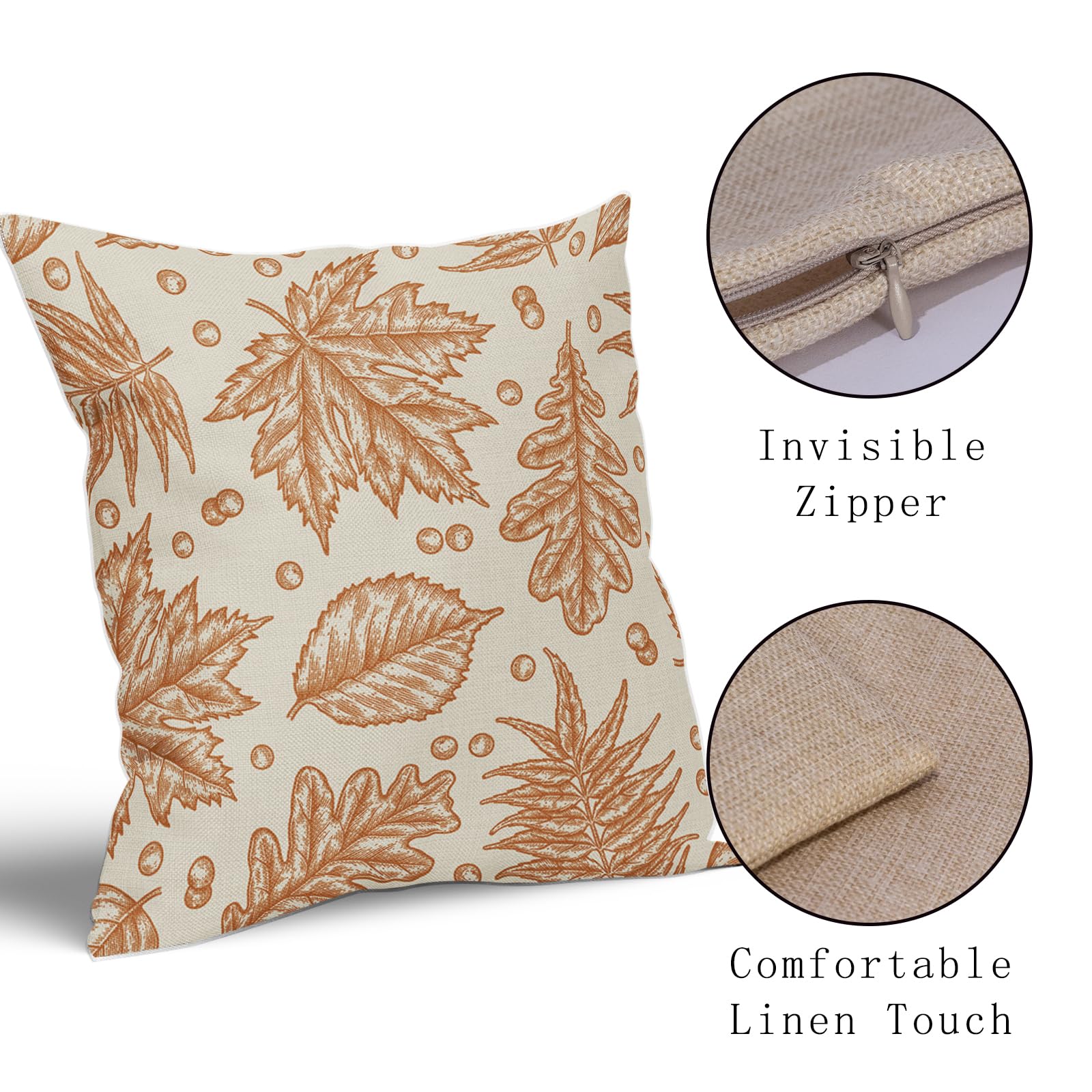 fall throw pillow covers feature invisible zipper and comfortable linen