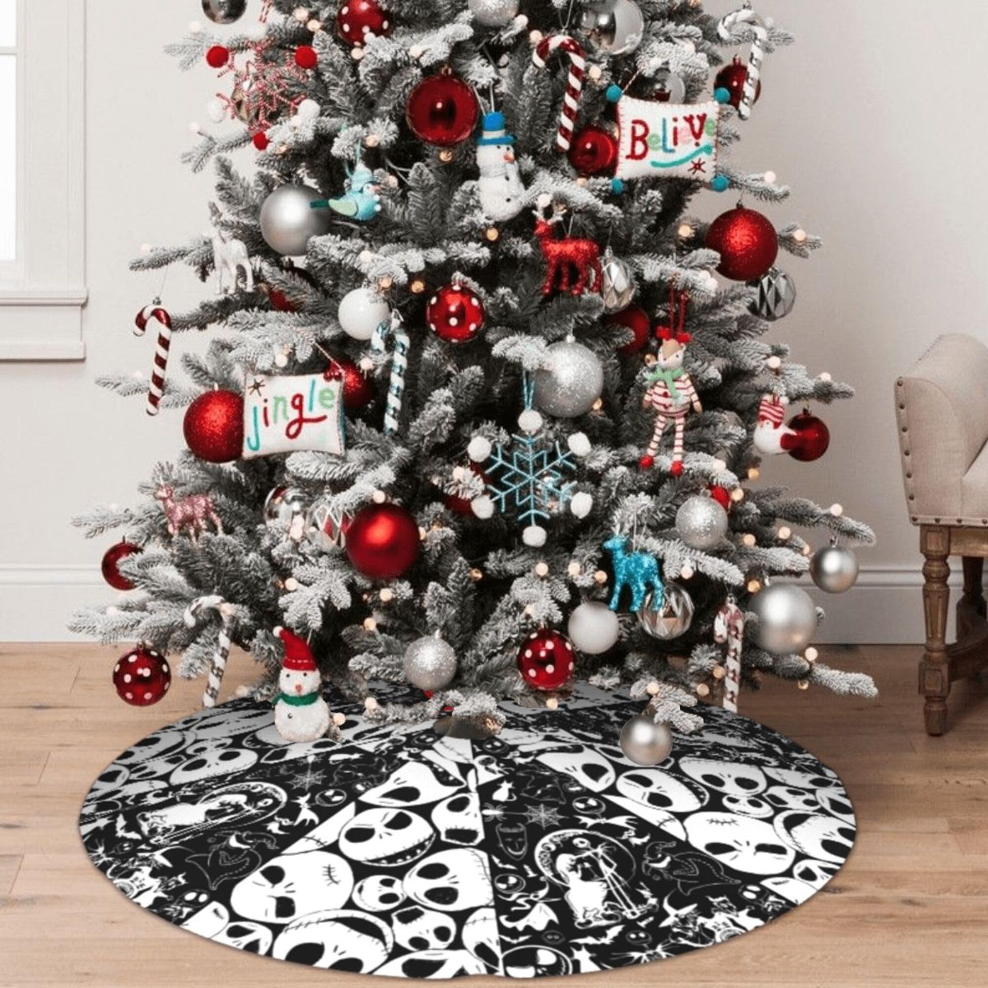 Skeleton holiday tree skirt