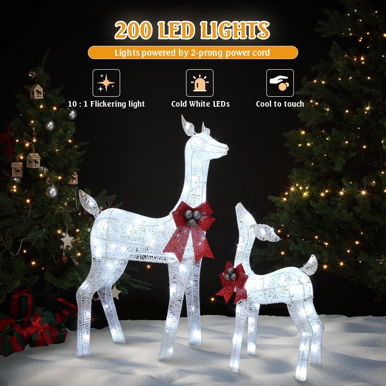 200 LED lights outdoor reindeer decor