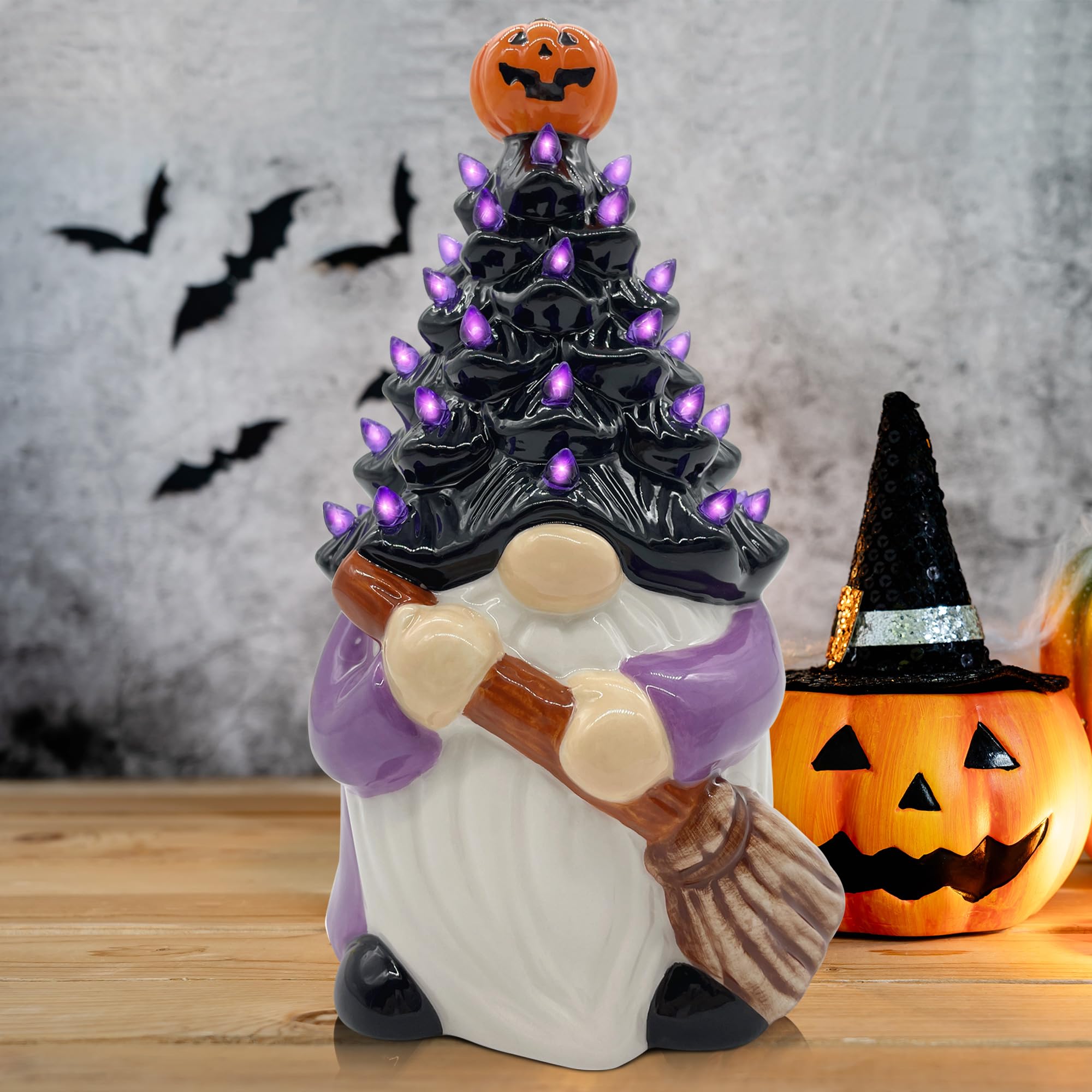 ceramic Halloween gnome decoration
