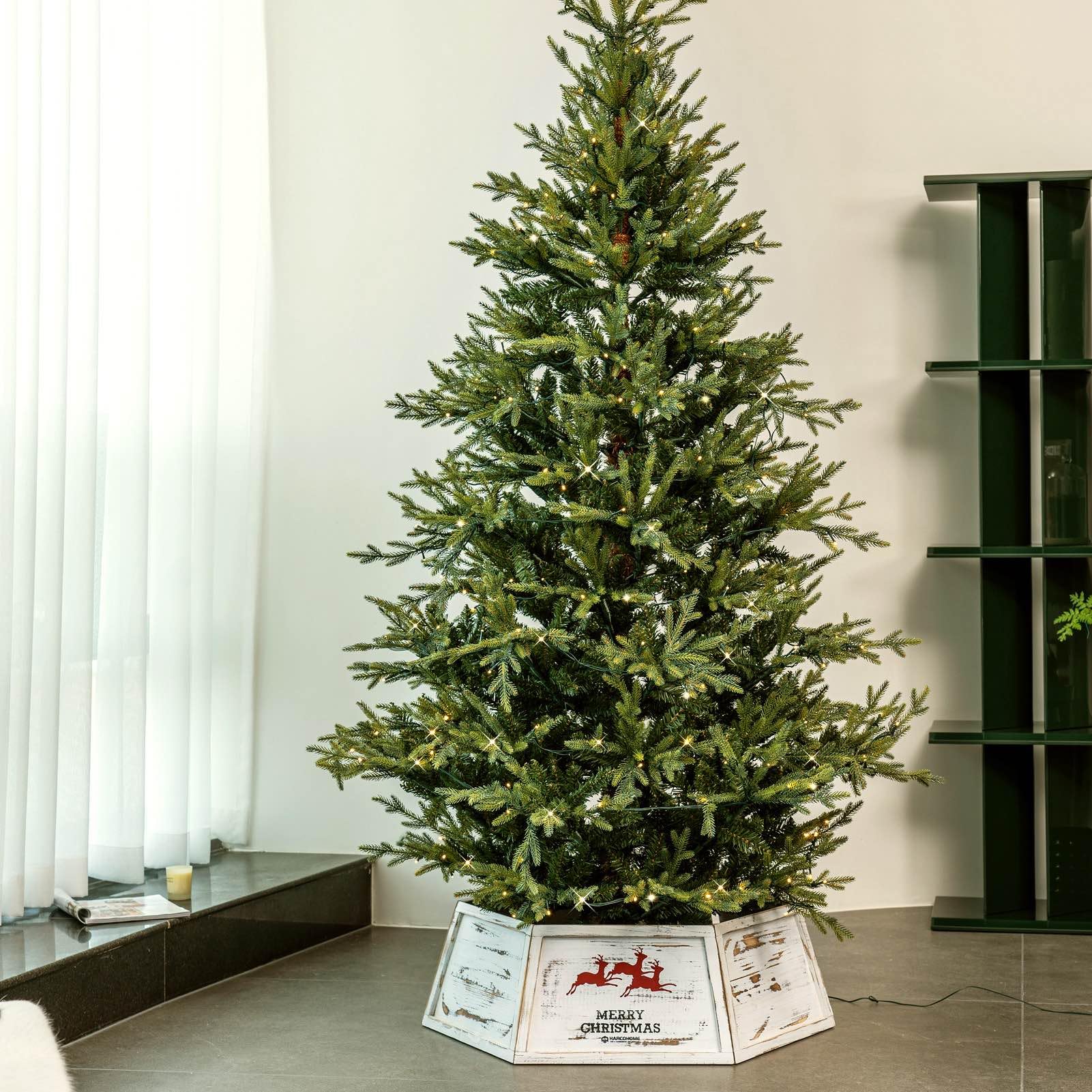 Distressed White Wood Christmas Tree Collar