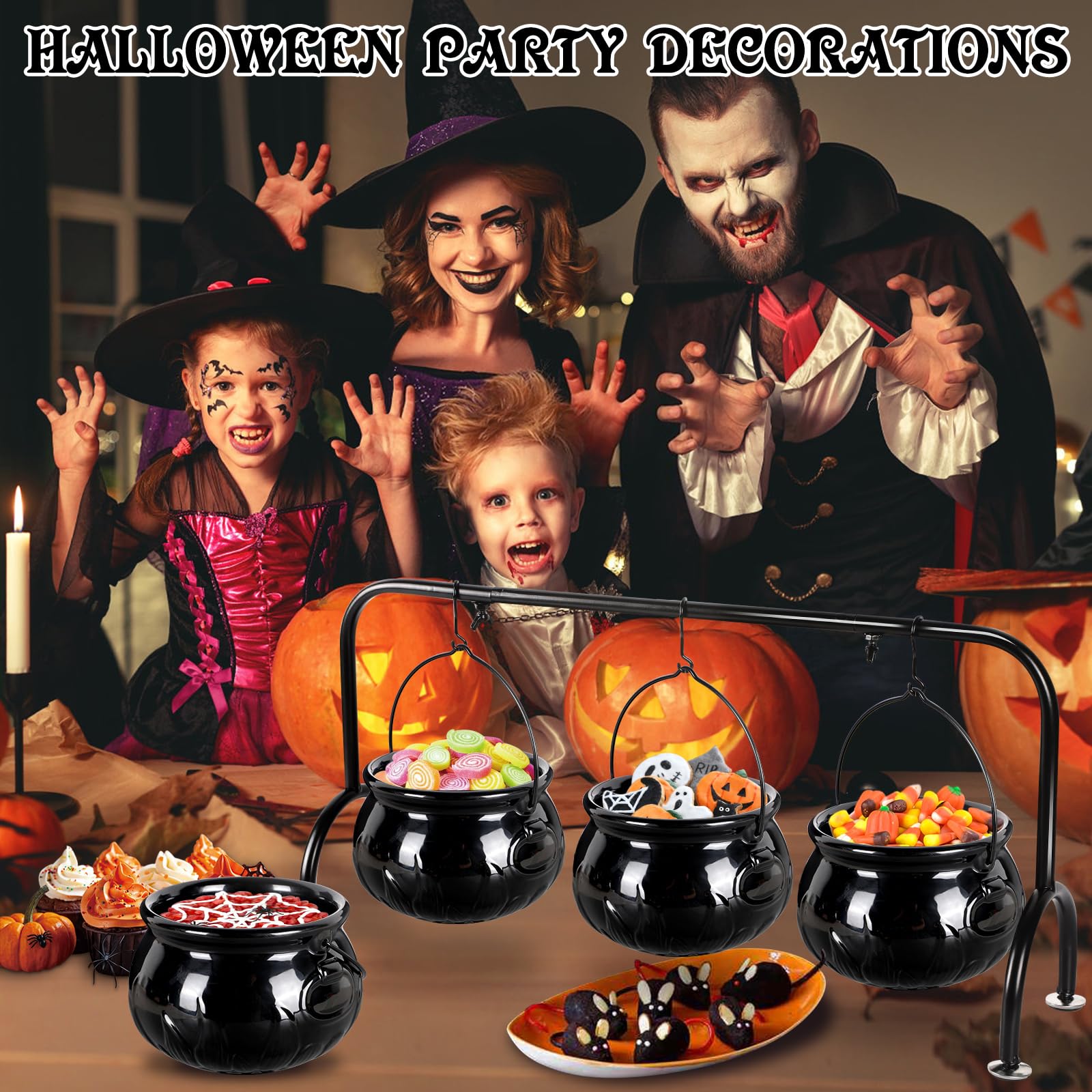 Halloween party decorations black ceramic candy cauldron