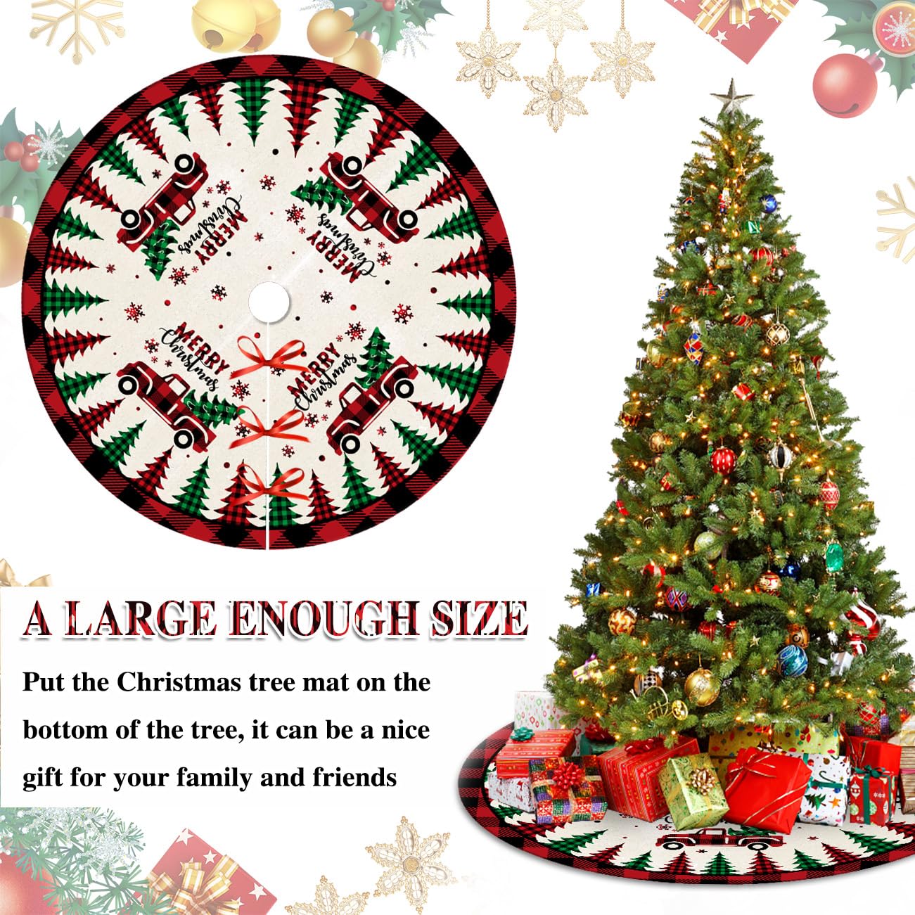 Christmas tree skirt features
