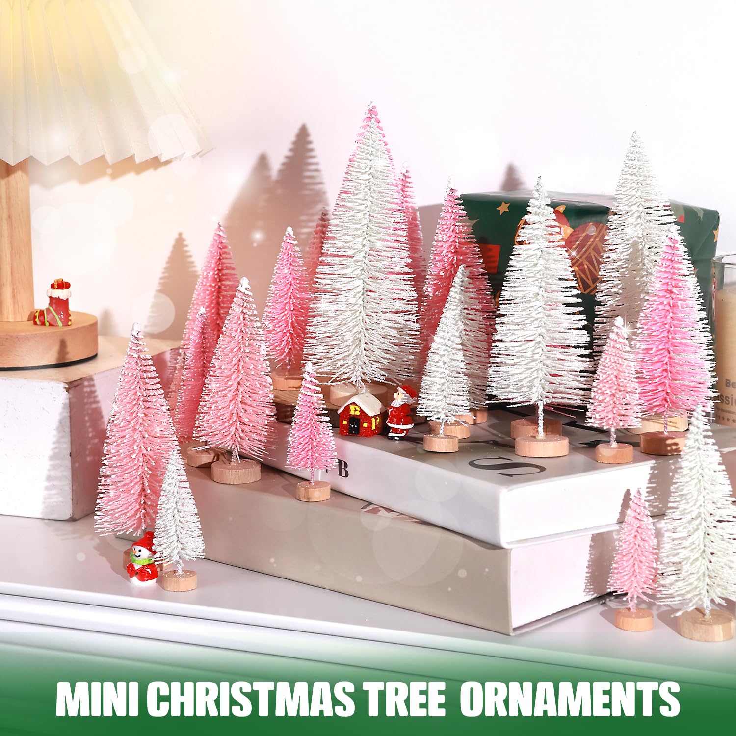 Mini Pink Christmas Trees Set