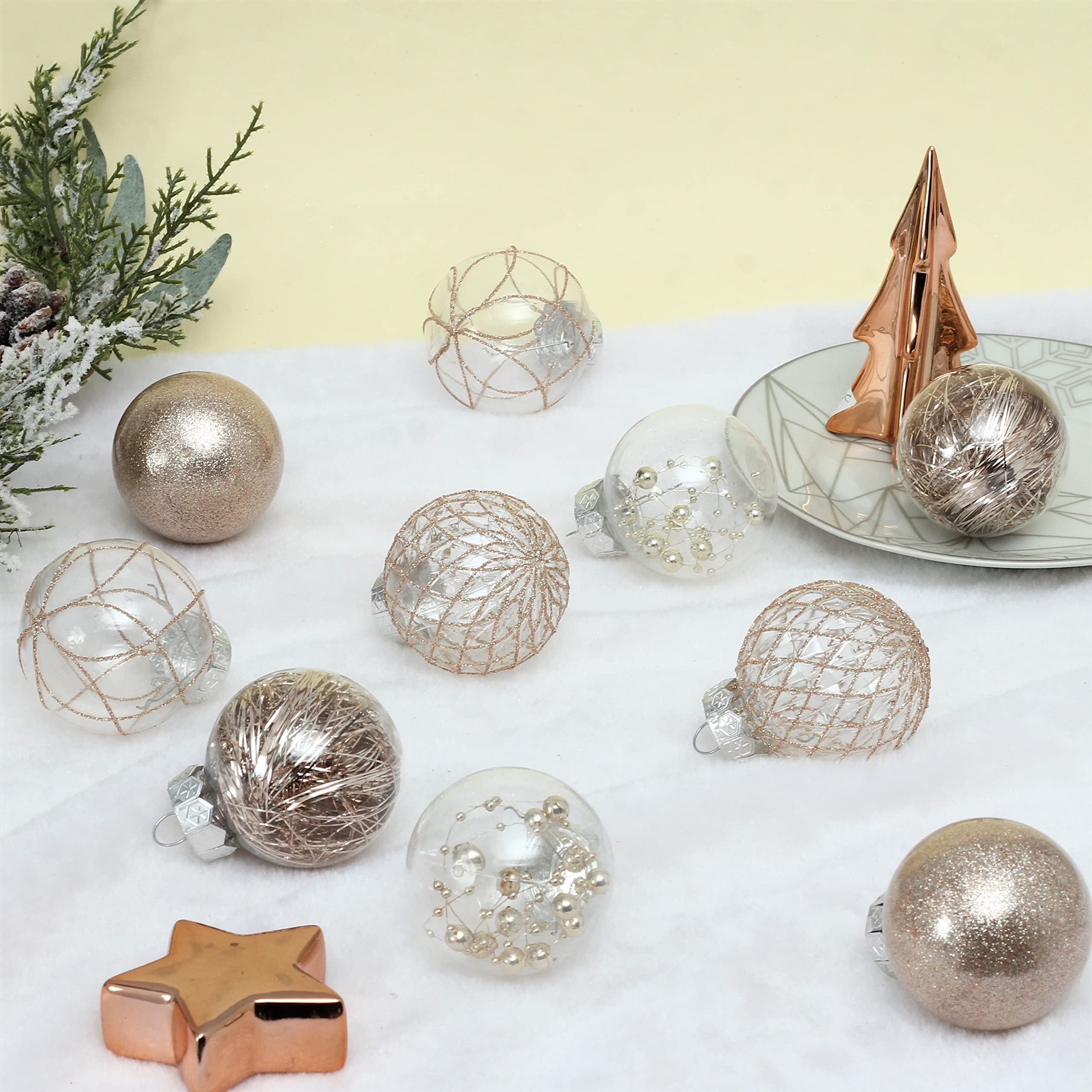 30ct Clear Ornaments with Champagne Accents